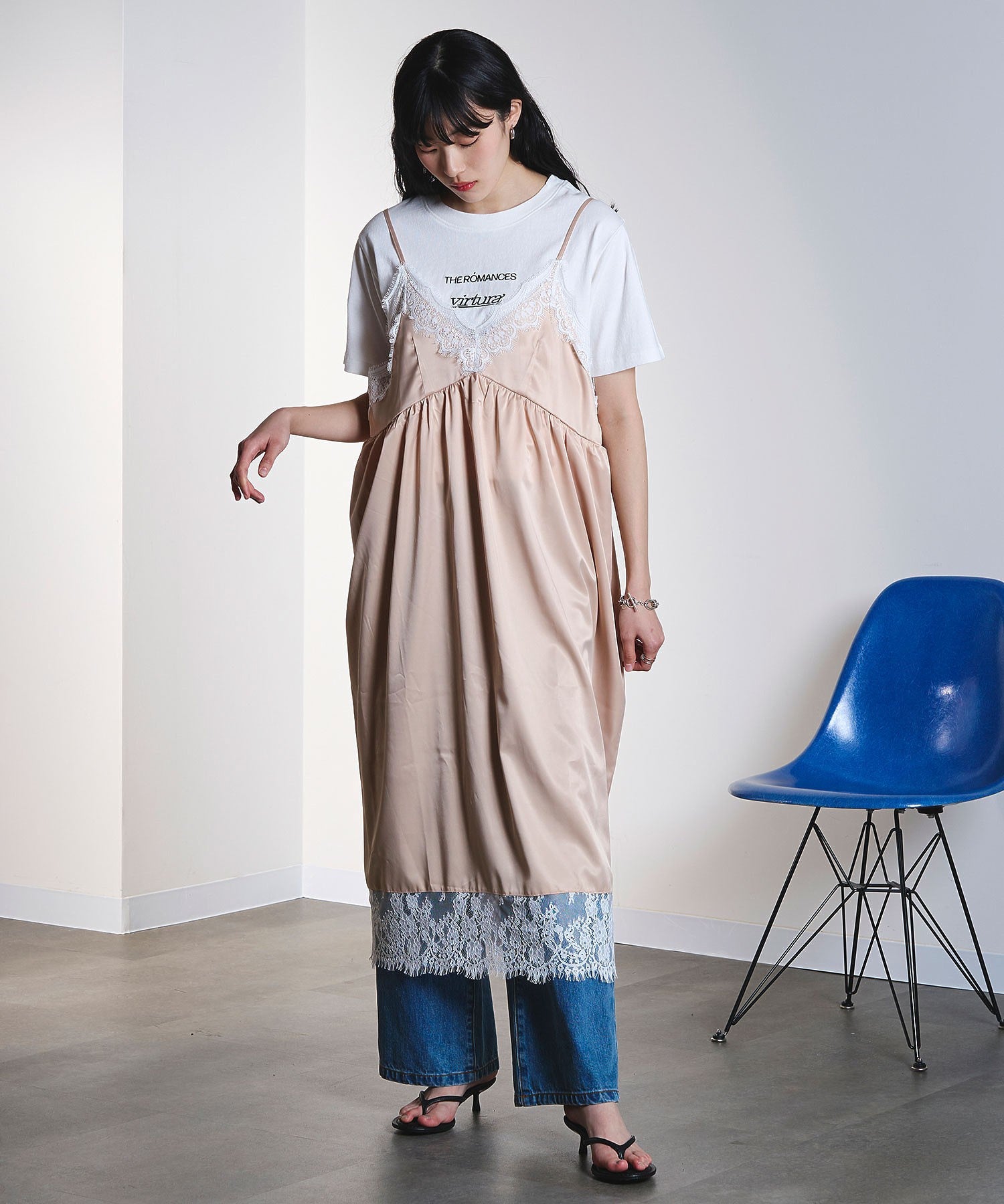 OKIRAKU×ROSEBUD/3WAY CAMI DRESS AND LOGO TEE SET