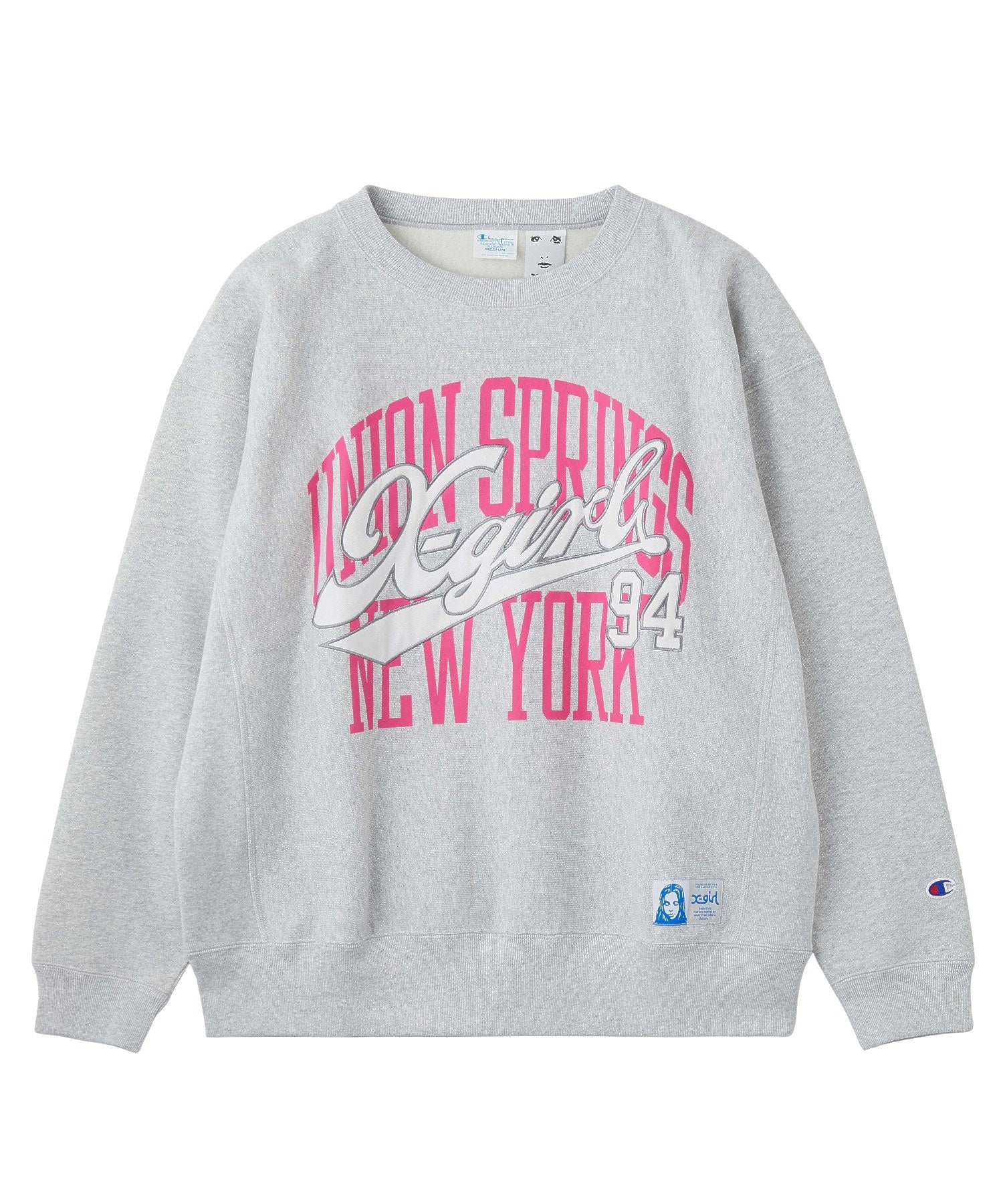 X-girl x Champion REVERSE WEAVE® PRINT AND PATCHED LOGO SWEATSHIRT