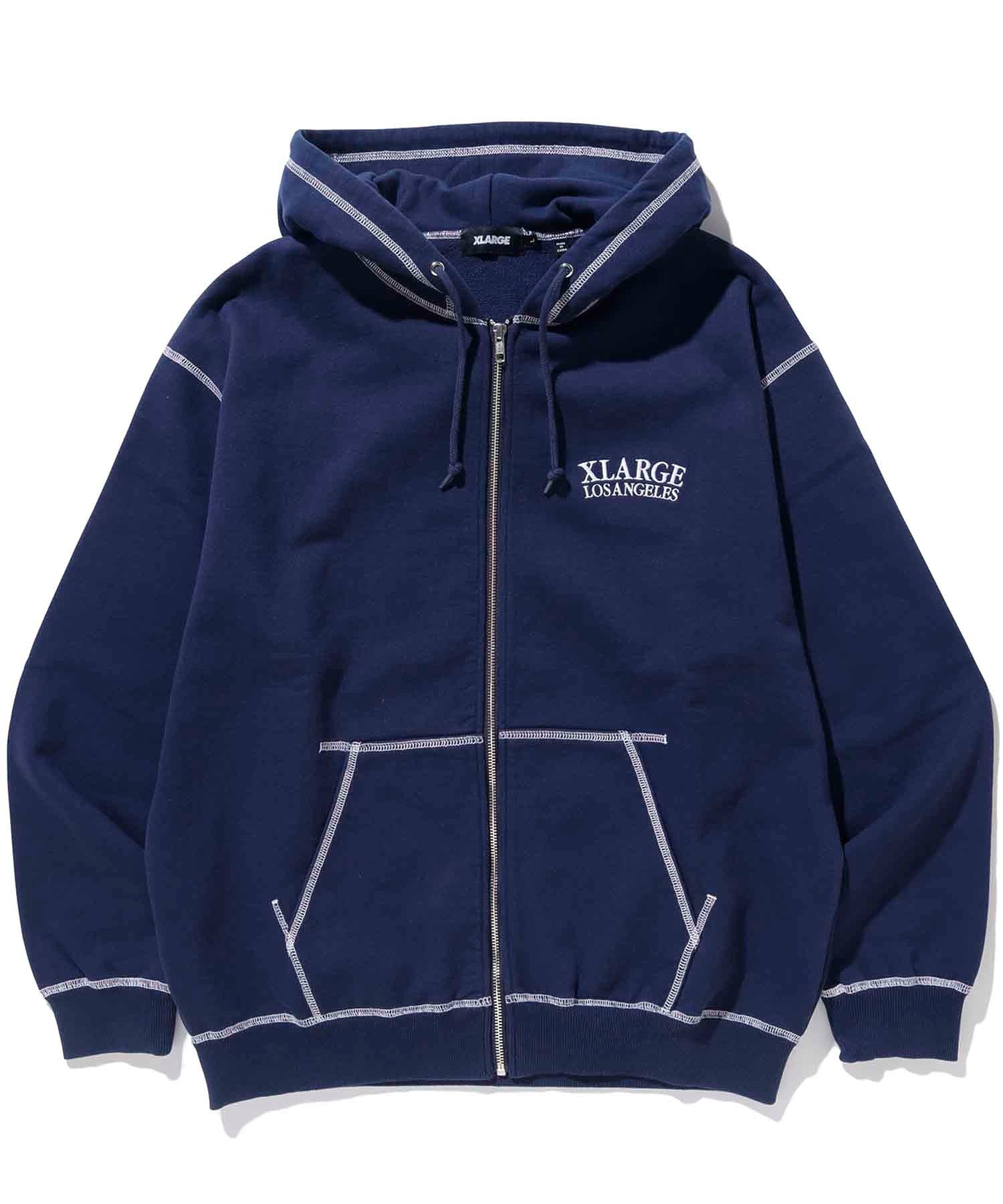 CONTRAST STITCH ZIP HOODED SWEATSHIRT XLARGE