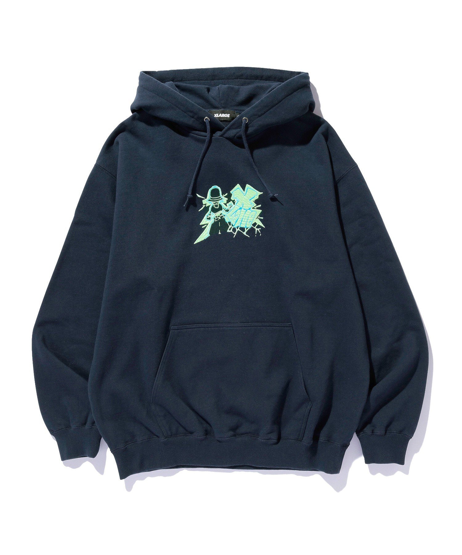 FLUORESCENT EMBROIDERED HOODED SWEATSHIRT