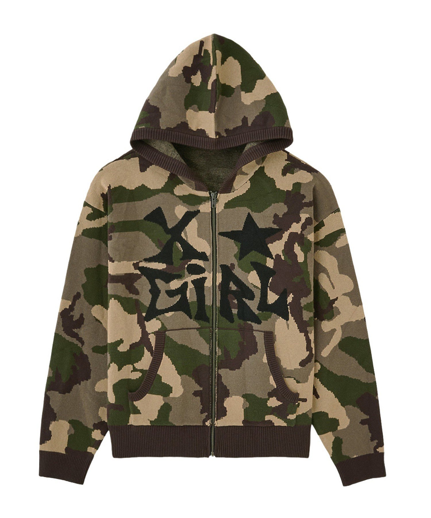 JACQUARD KNIT ZIP UP HOODIE