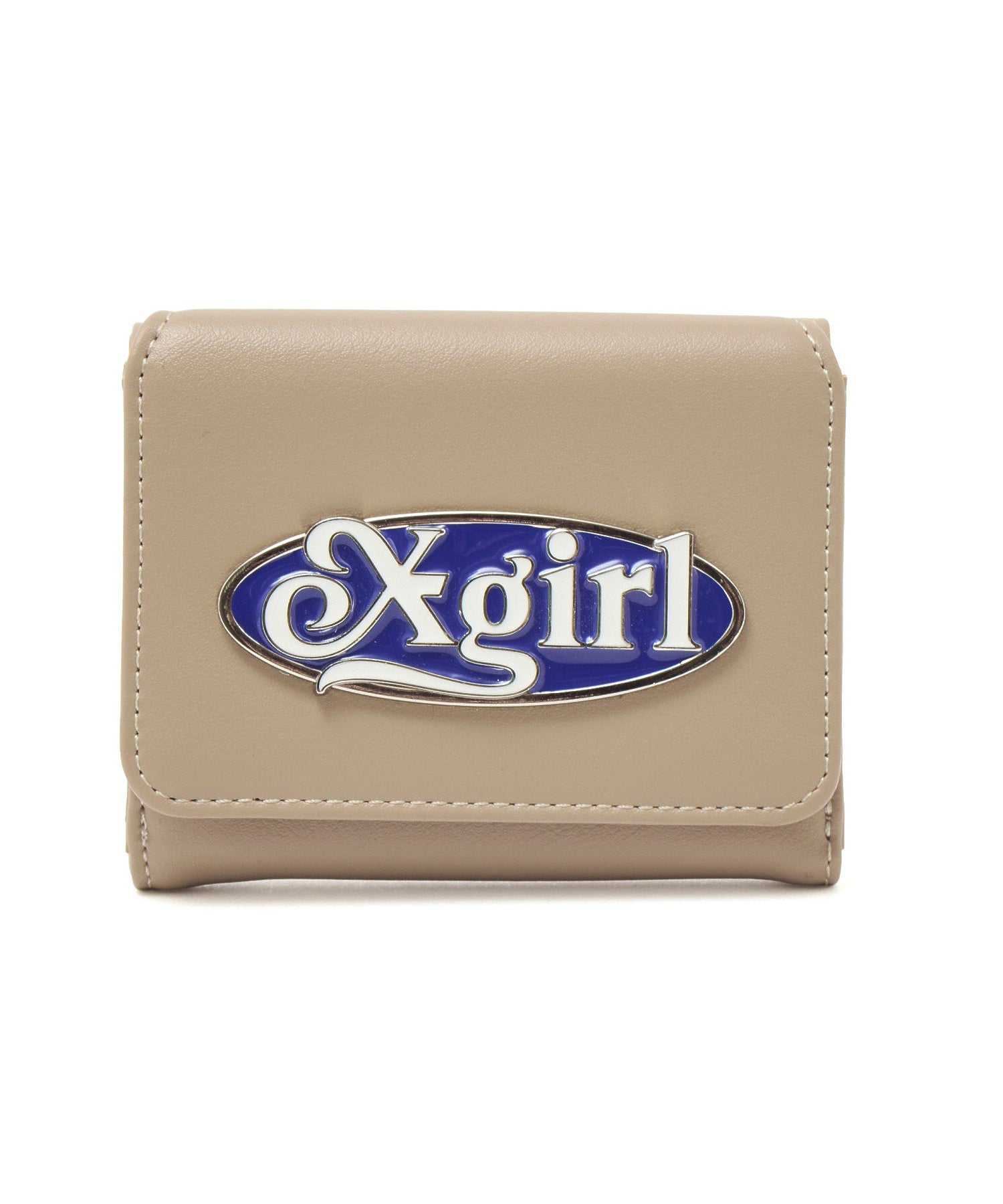 OVAL LOGO CLASP FAUX LEATHER MINI WALLET