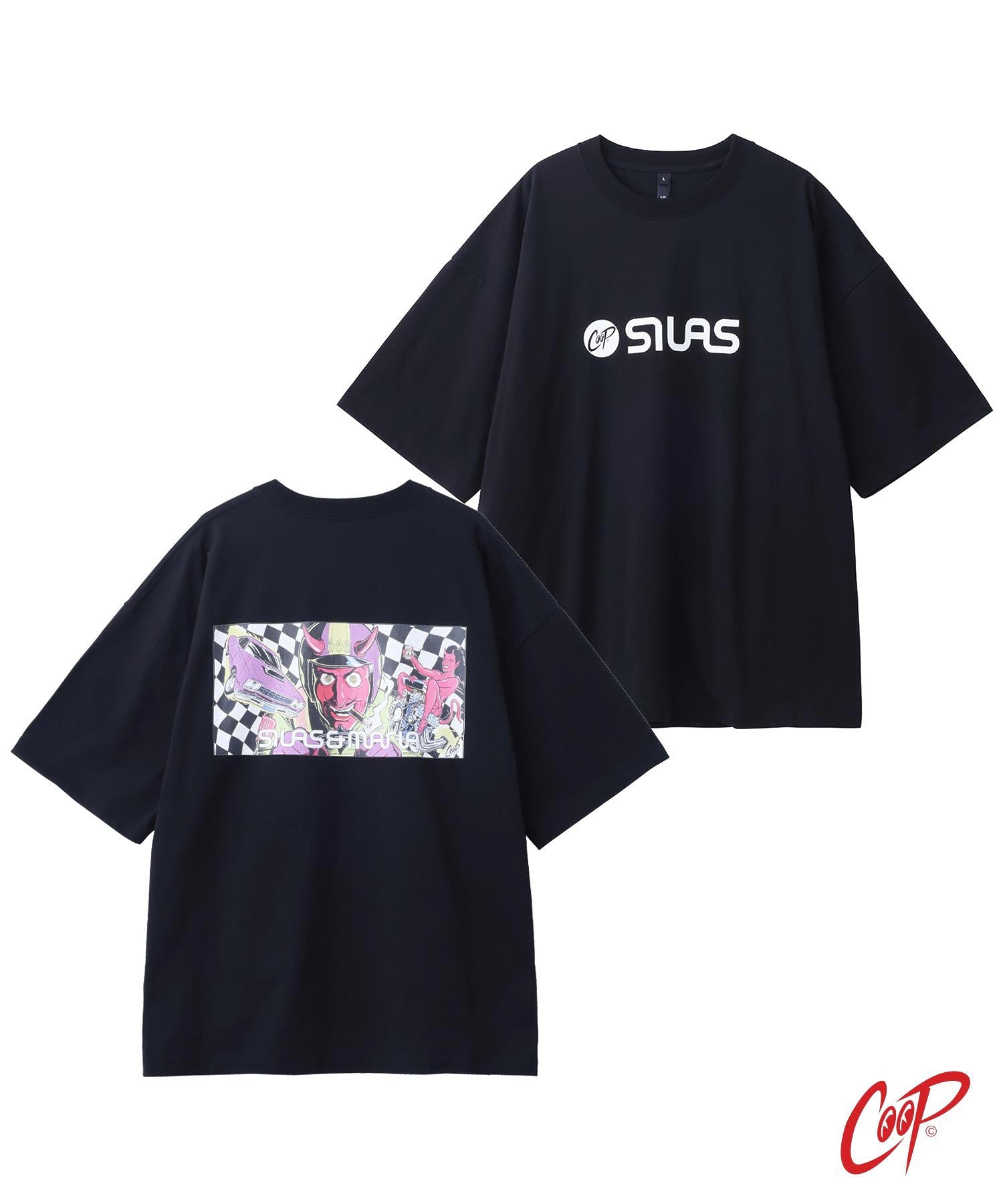 SILASxCOOP CHECKERED FLAG PRINT WIDE S/S TEE