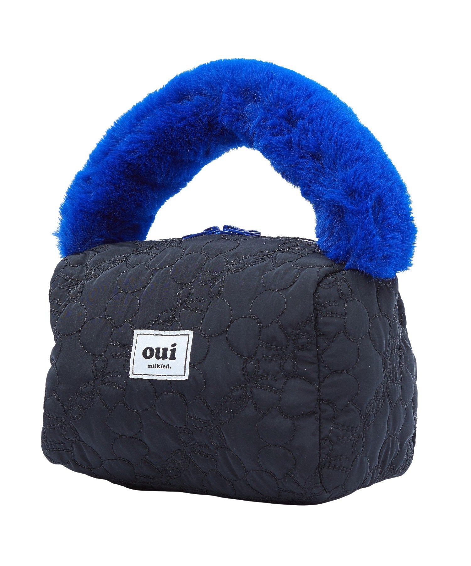 CHERRY QUILTED FUR HANDLE BAG