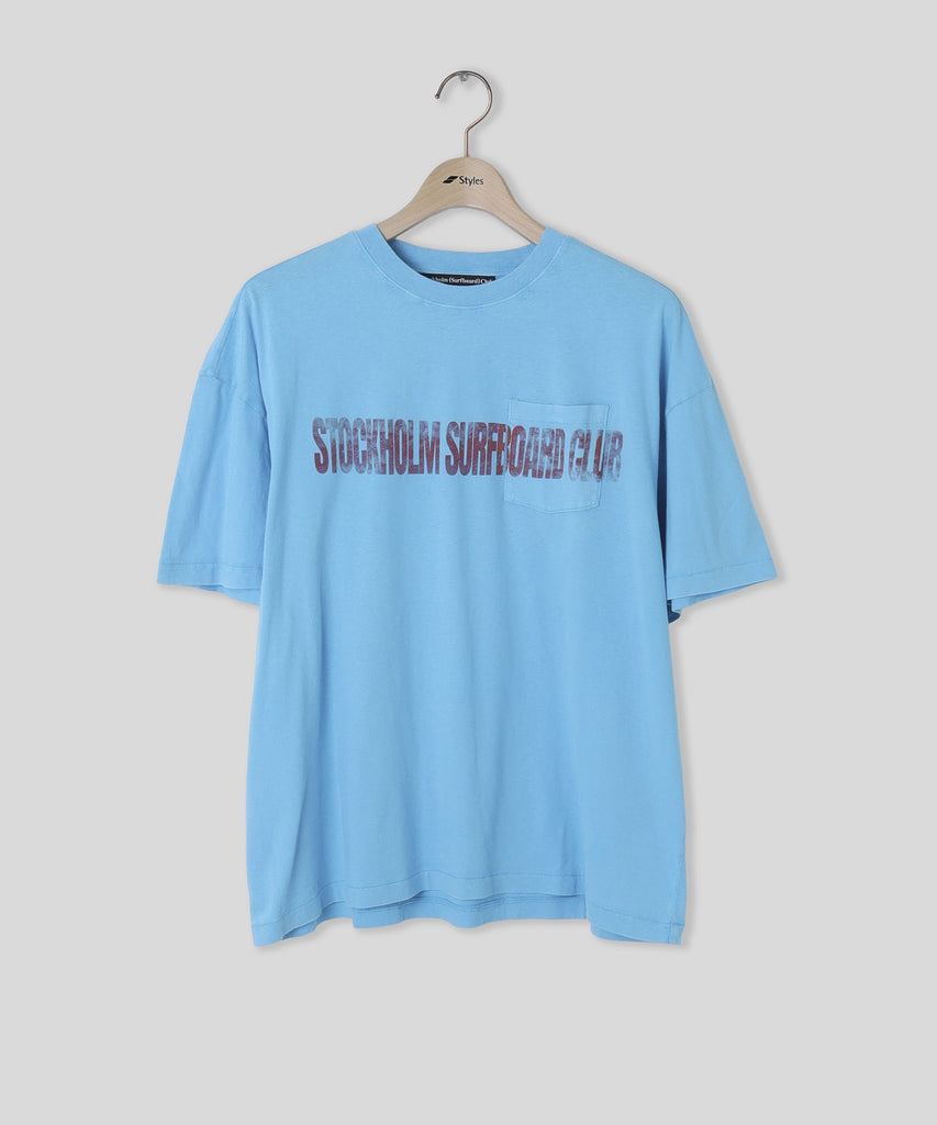 【美品】  STOCKHOLM SURFBOARD CLUB / ストックホルムサーフボードクラブ | コットン プリント Tシャツ | S | ブルー | レディース STOCKHOLM SURFBOARD CLUB/ストックホルムサーフボードクラブ/Pocket