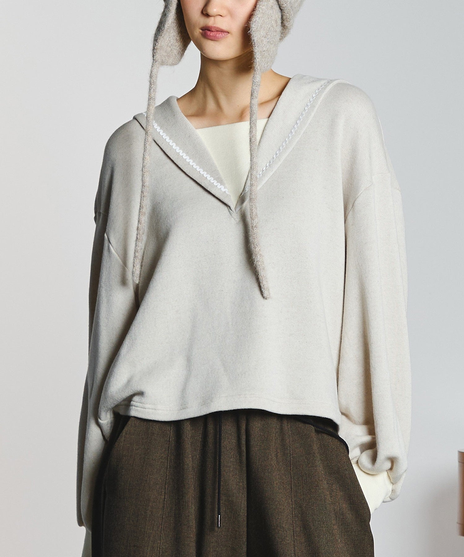 mici/SAILOR COLLAR FRENCH TERRY TOP