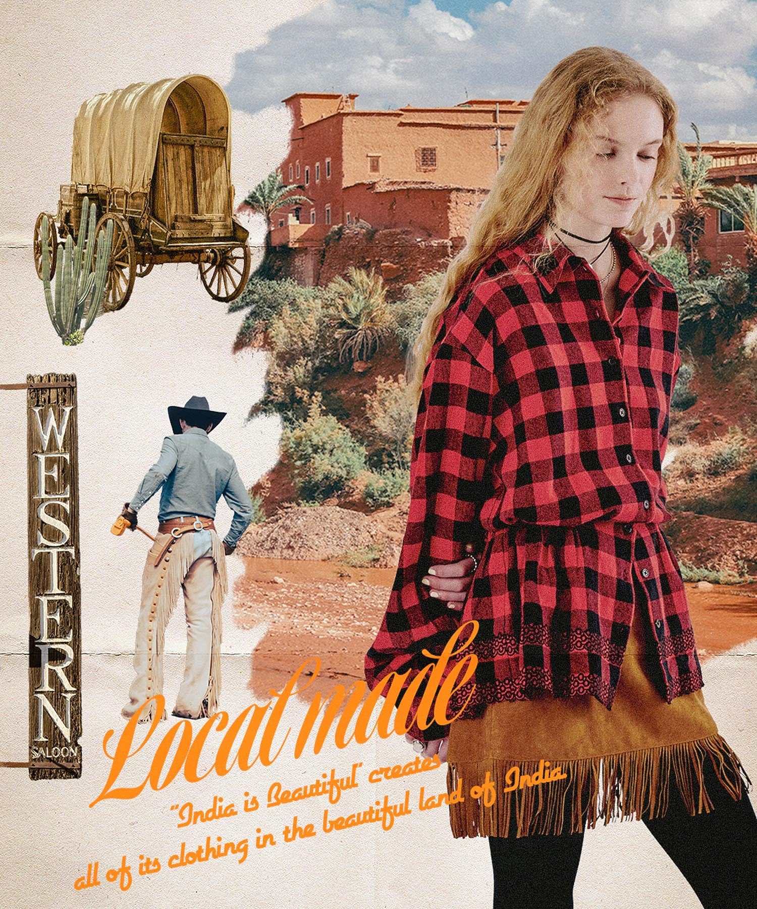 【ROSE BUD別注】INDIA IS BEAUTIFUL and ROSE BUD/FLANNEL 2WAY SHIRT