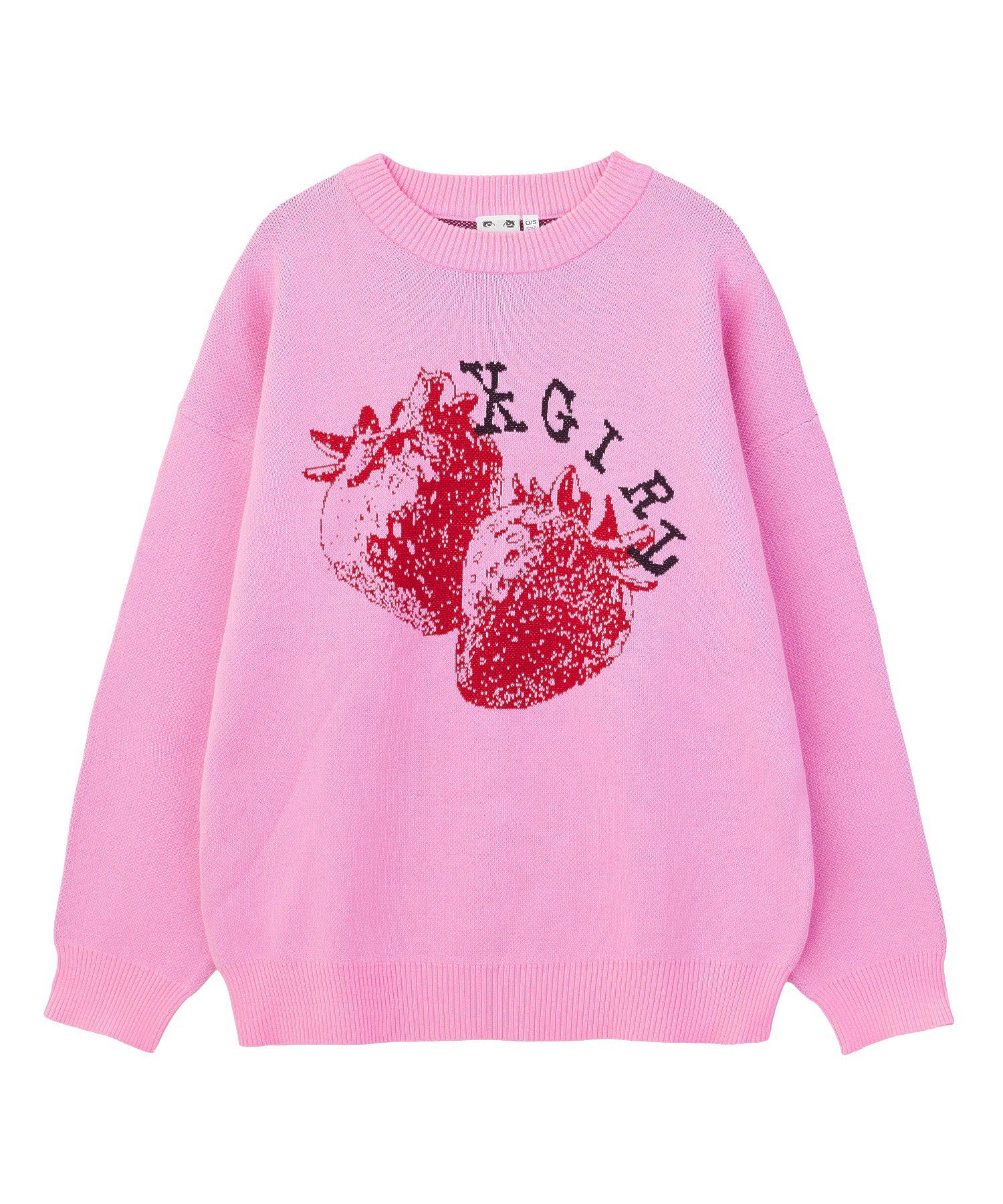 STRAWBERRY AND LOGO JACQUARD KNIT TOP