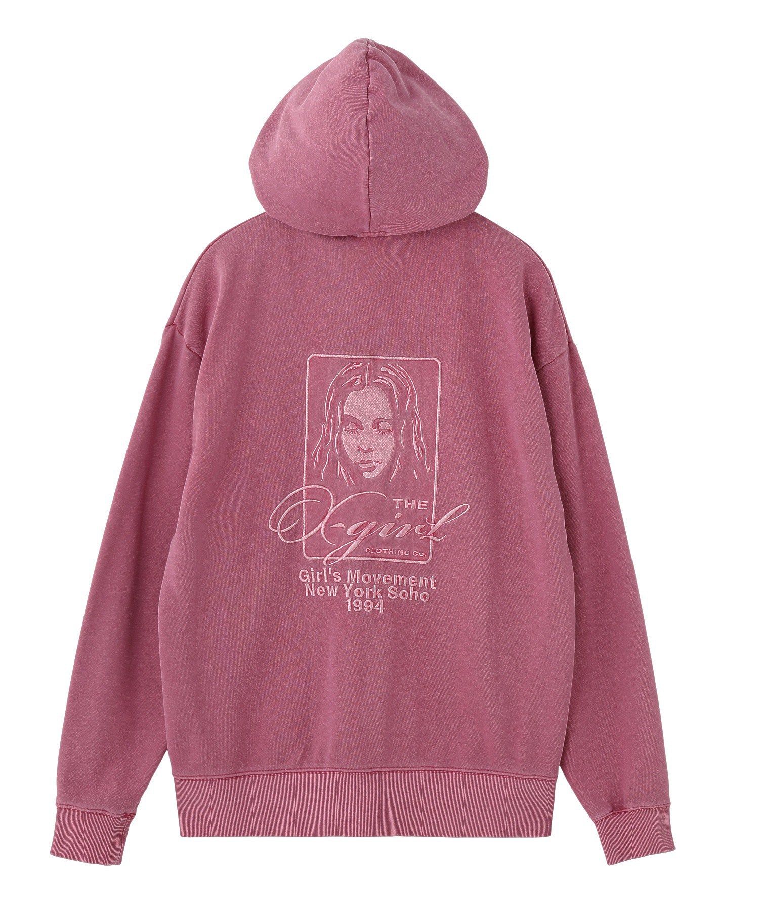 PIGMENT DYED FACE AND LOGO SQUARE PATCH ZIP UP SWEAT HOODIE