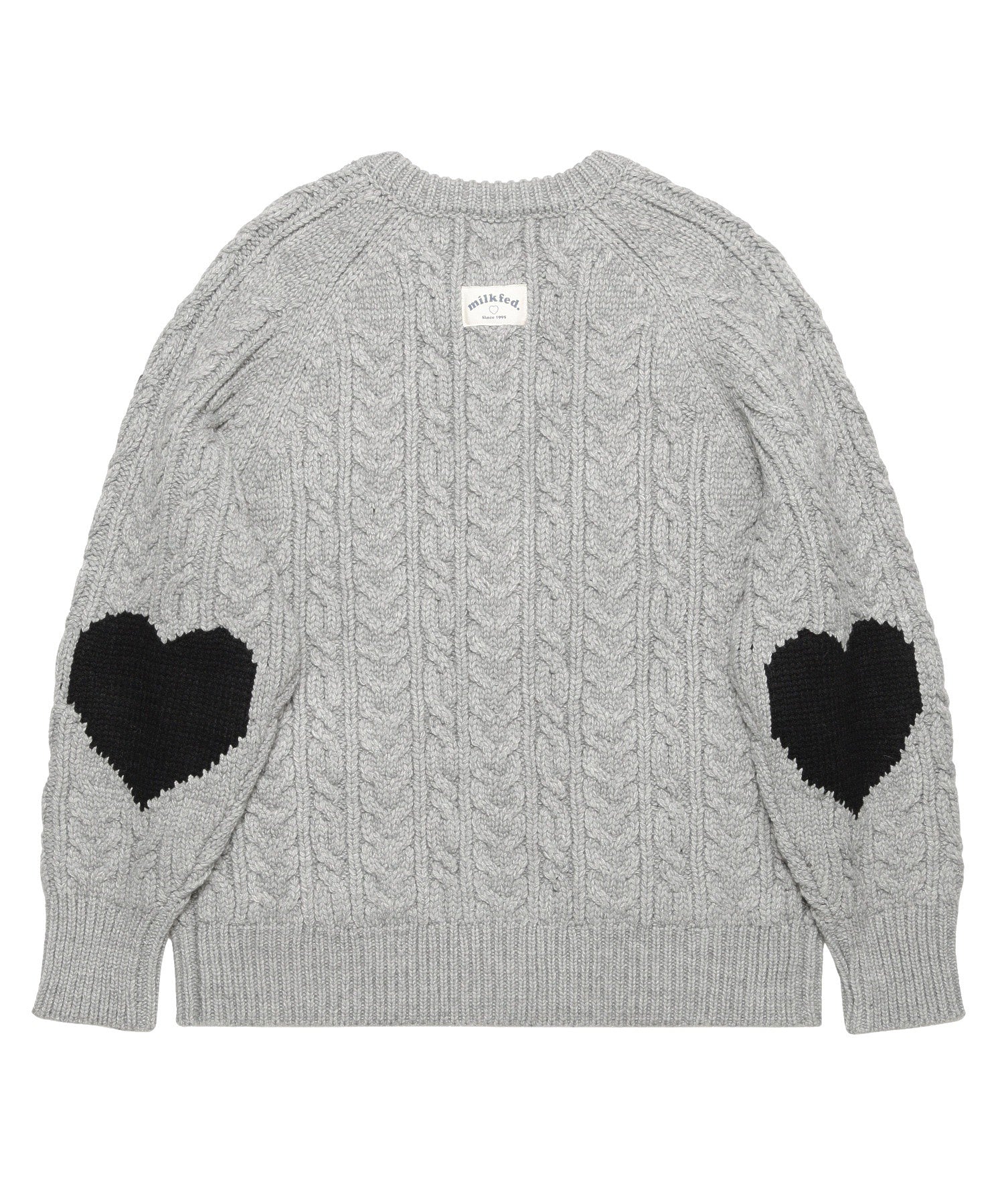 HEART ELBOW CABLE KNIT CARDIGAN