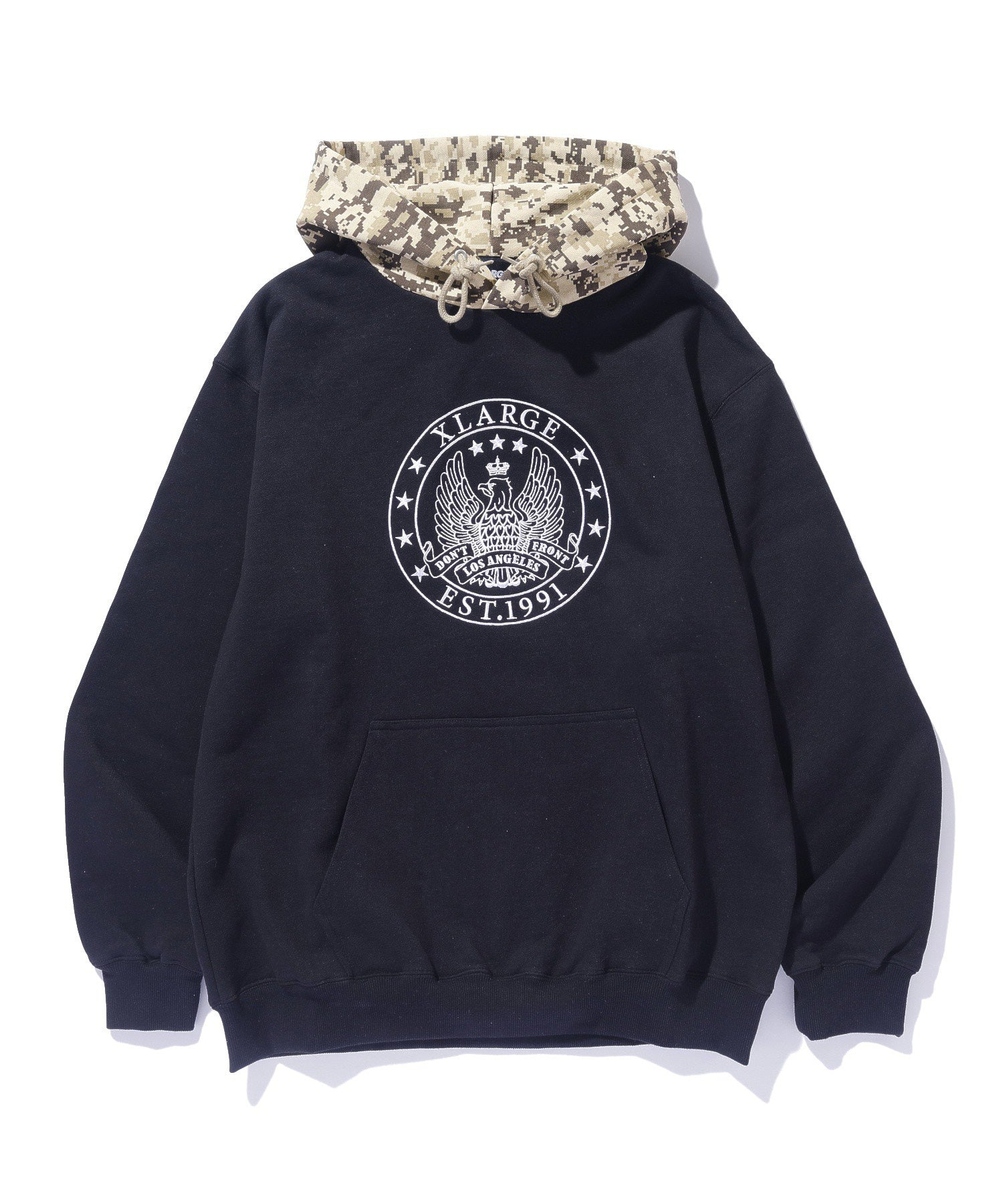 PATTERN BLOCKED HOODED SWEATSHIRT