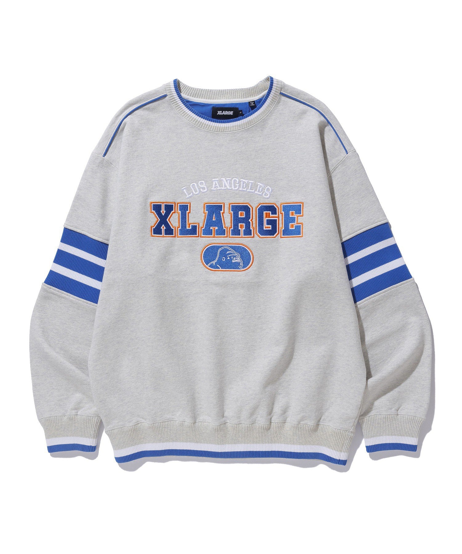 STRIPED SLEEVE CREWNECK SWEATSHIRT