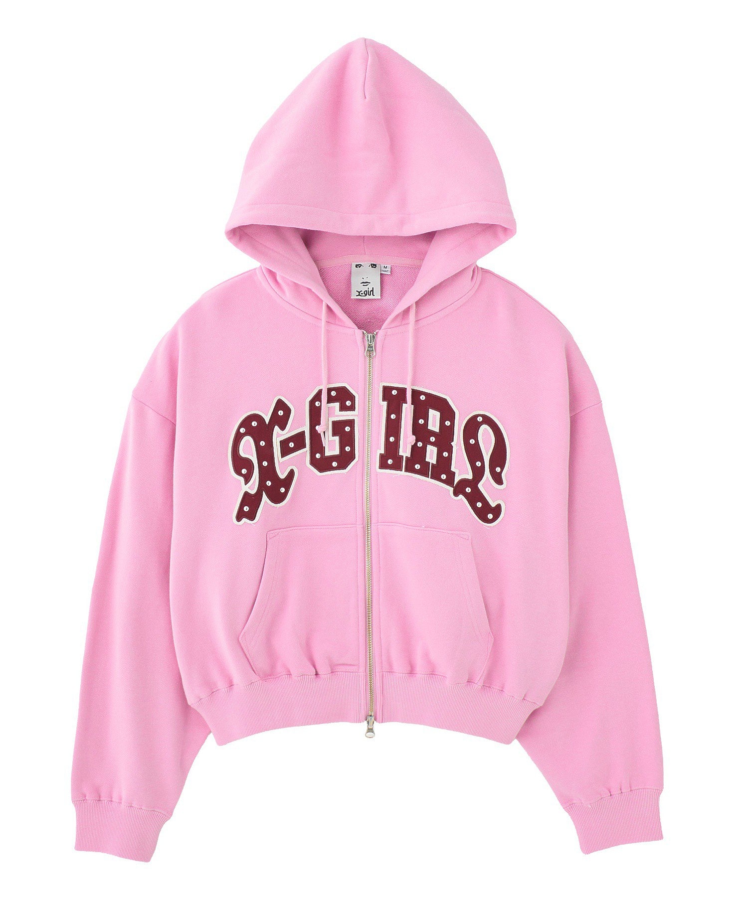 STUDDED LOGO ZIP UP SWEAT HOODIE