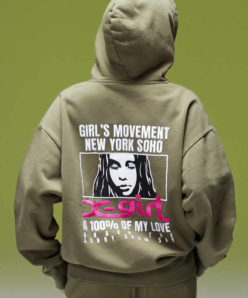 X-girl / FACE BOX AND MESSAGE ZIP UP SWEAT HOODIE – calif（カリフ