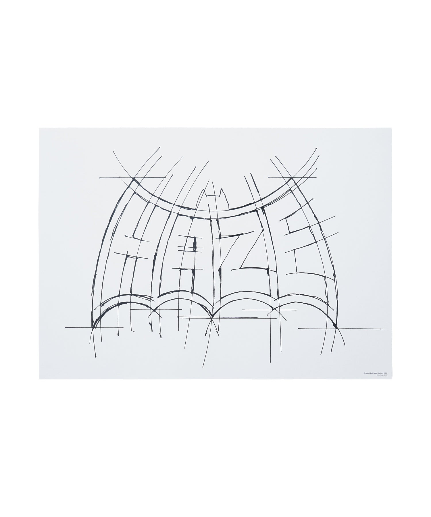 ORIGINAL BAT HAZE SKETCH 1984 POSTER calif-ART
