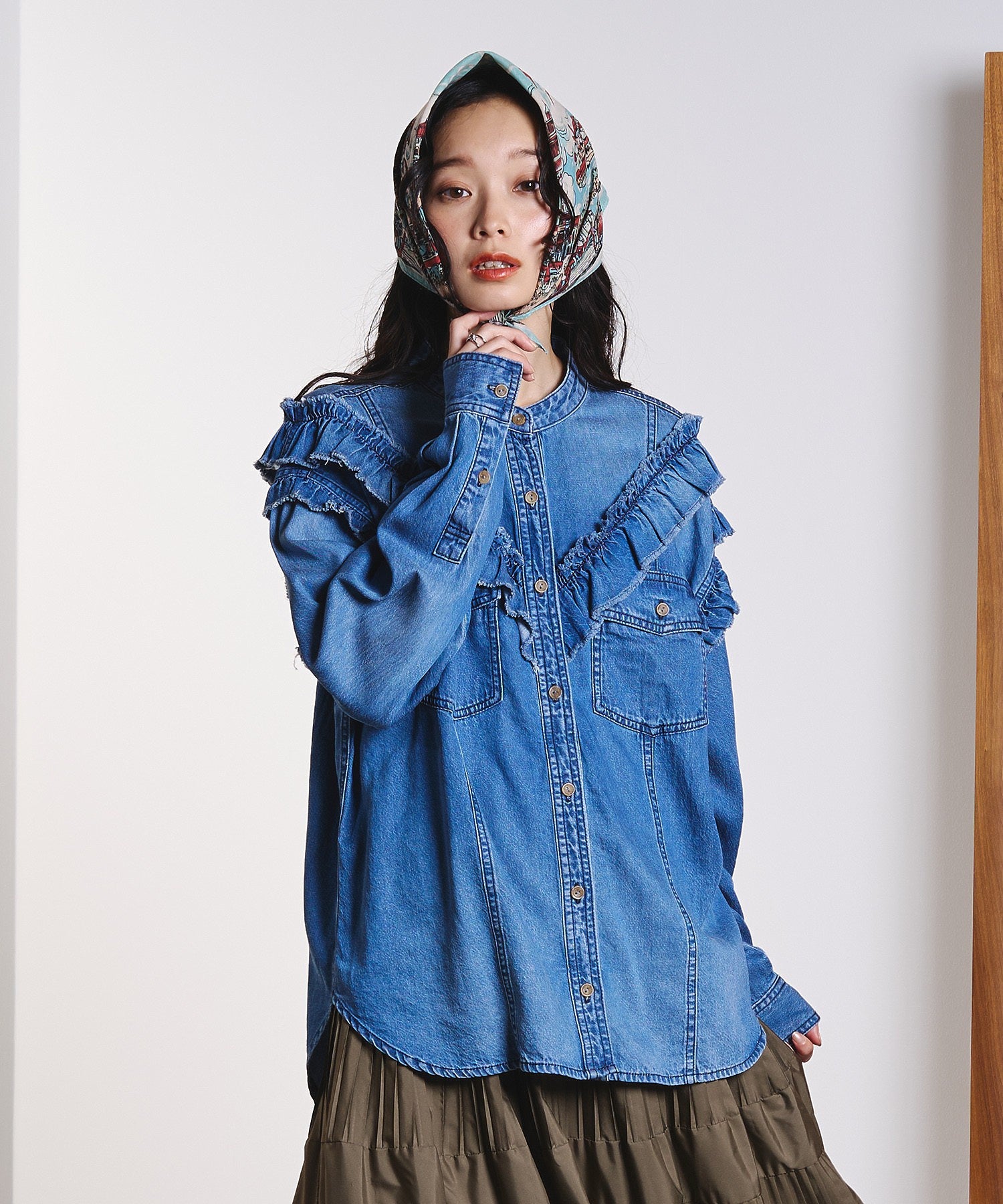 FRILL DENIM SHIRTS