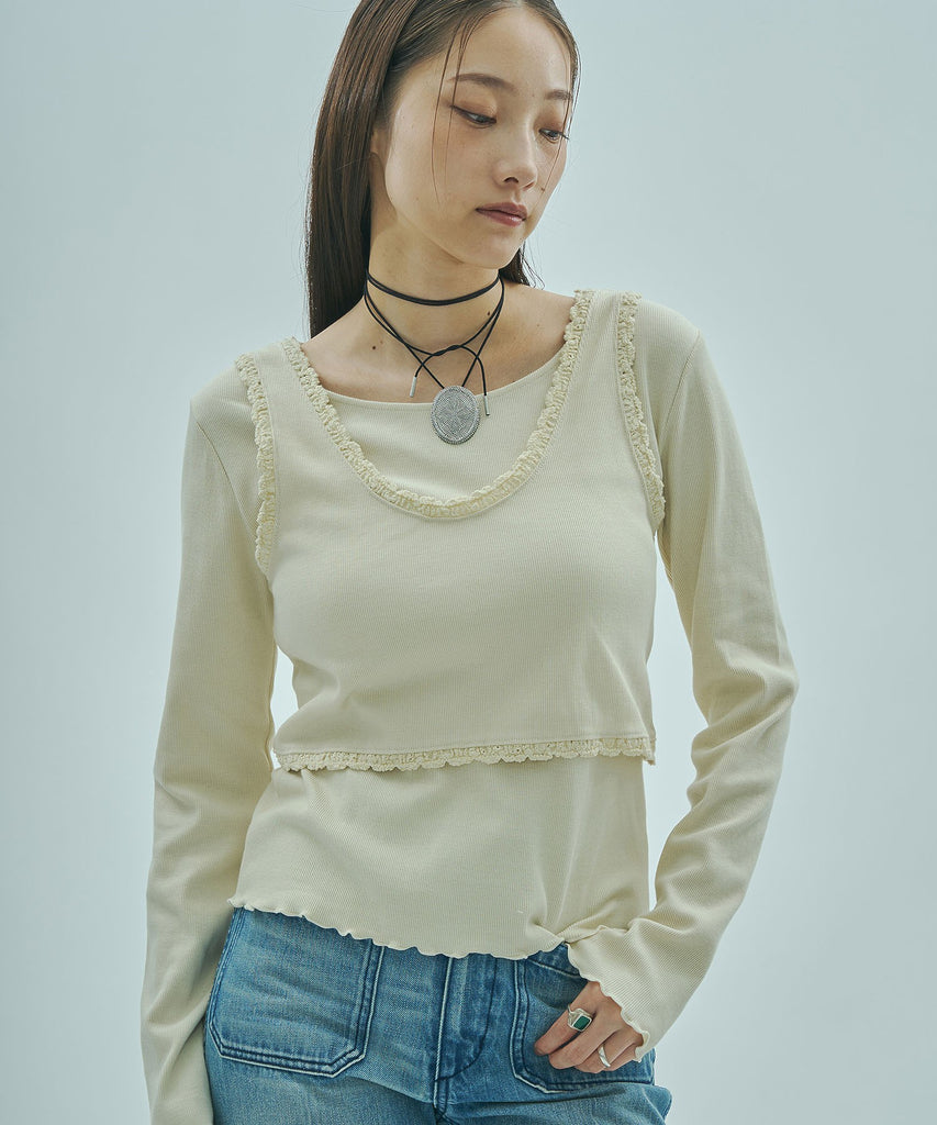日曜日まで値下げ！□ローズバッド【mag.by c】　フリルキャミソール ROSE BUD / mag.by c/LAYERED RIB TOP – calif（カリフ）公式サイト