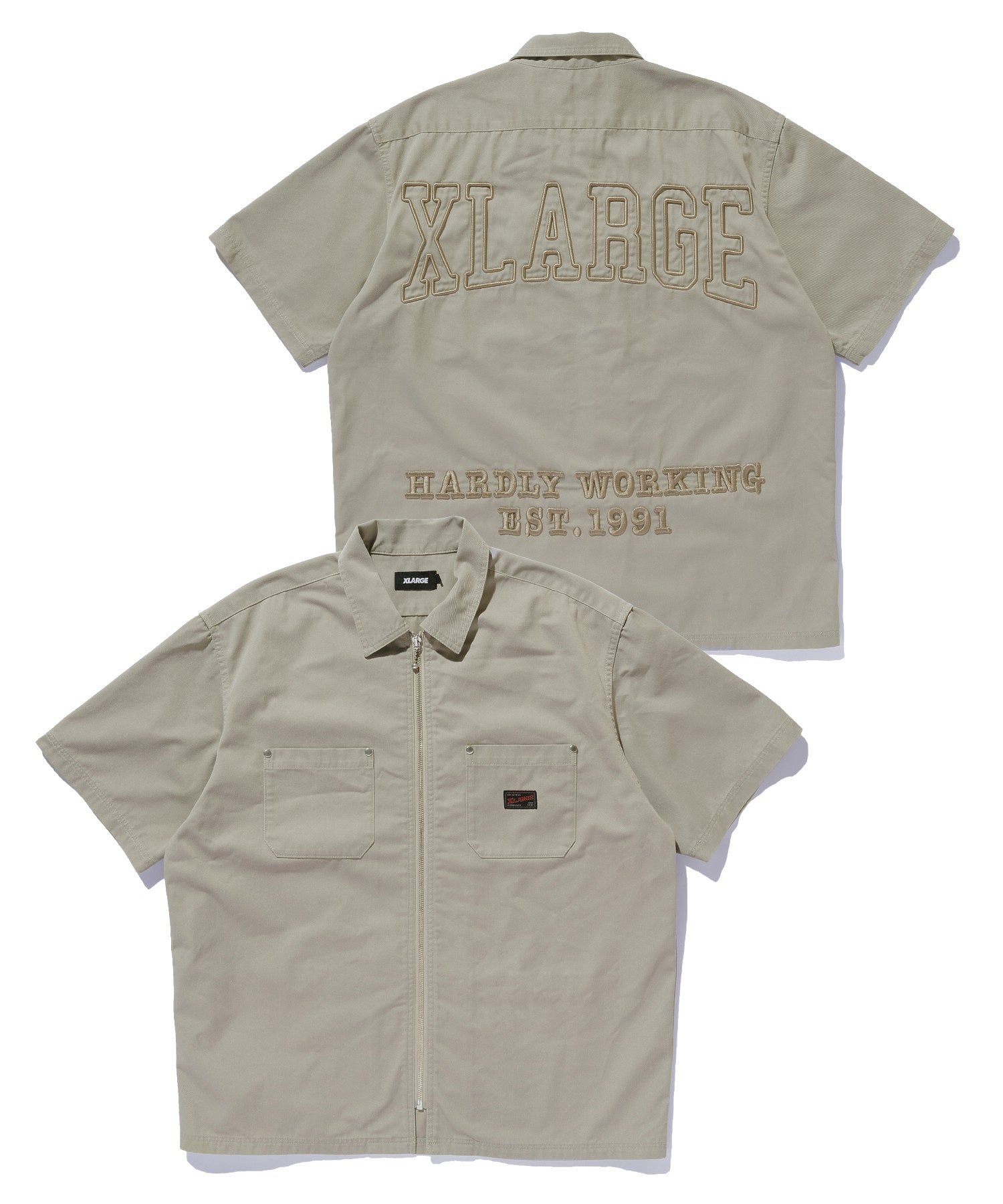 ZIP UP S/S WORK SHIRT
