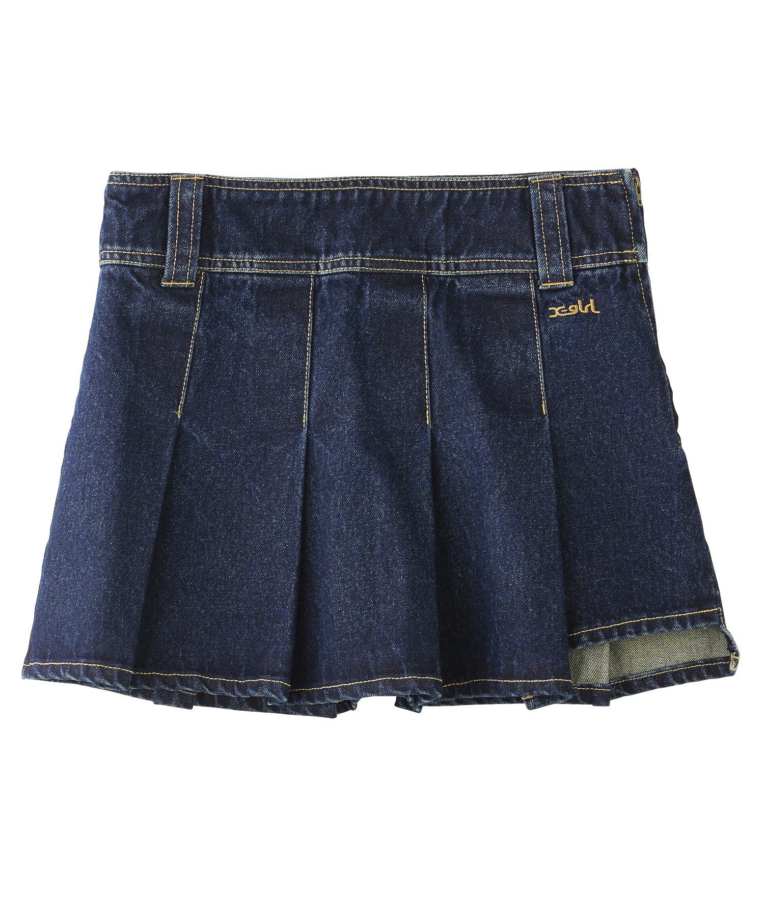 PLEATED DENIM MINI SKIRT