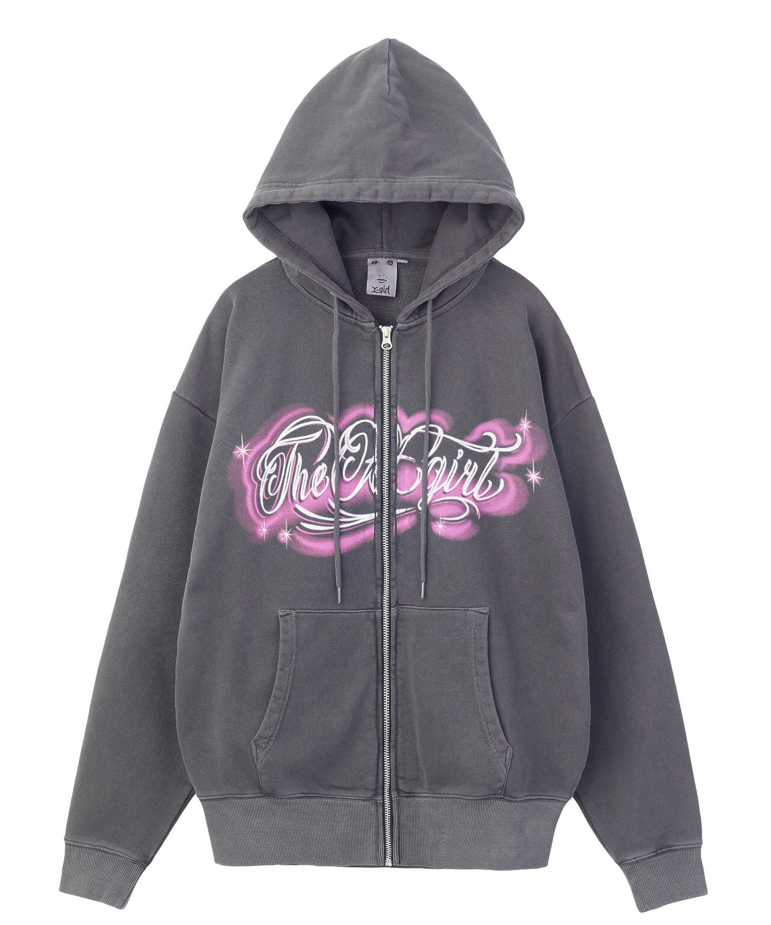 LETTERING SPRAY LOGO ZIP UP SWEAT HOODIE