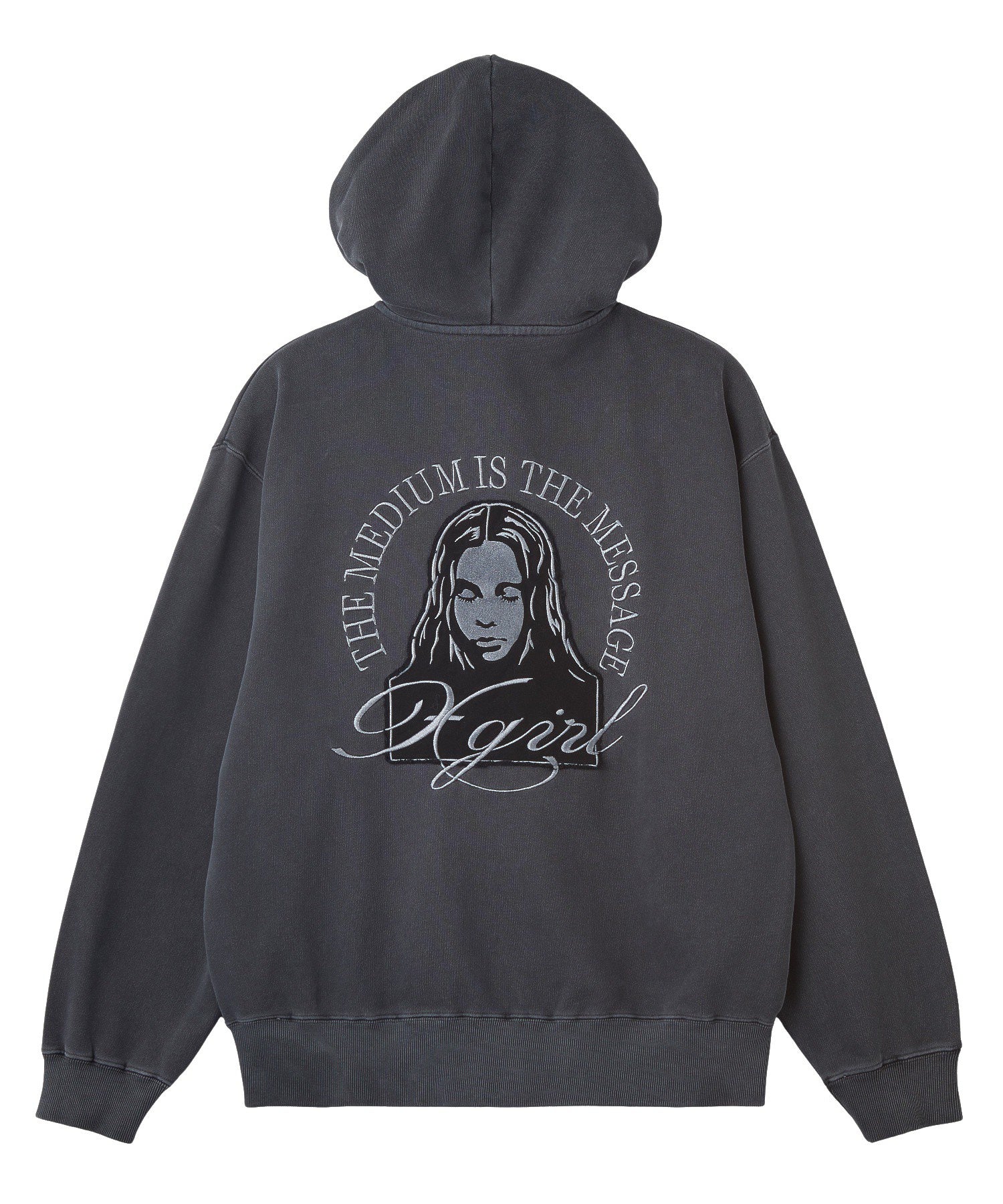 PIGMENT DYED FACE PATCH AND LOGO ZIP UP SWEAT HOODIE