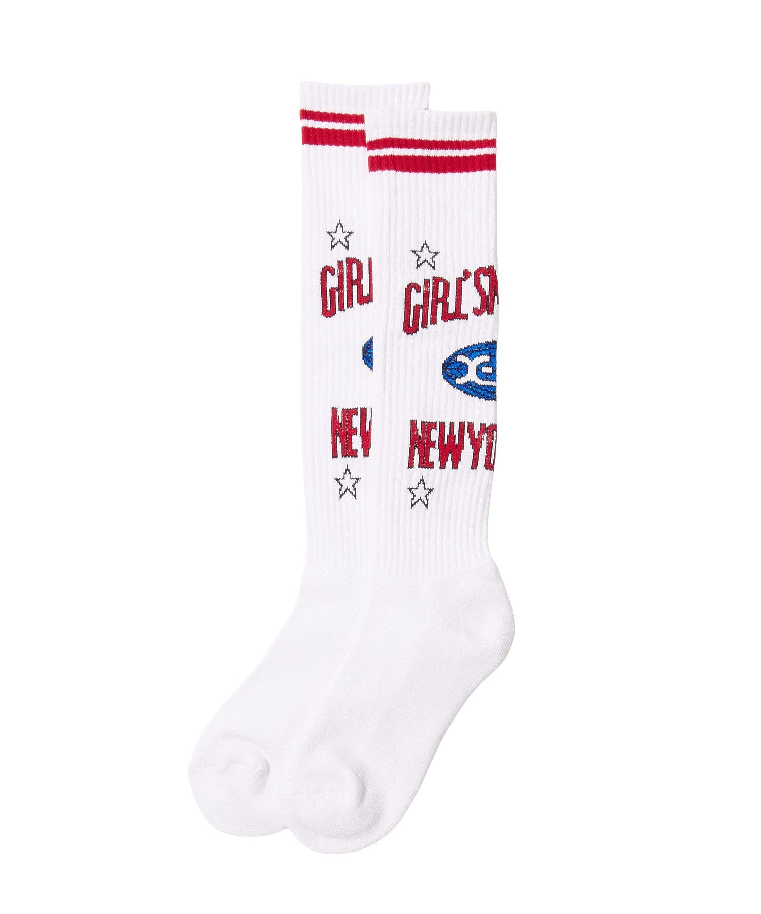 WORLD LOGO JACQUARD RIB HIGH SOCKS