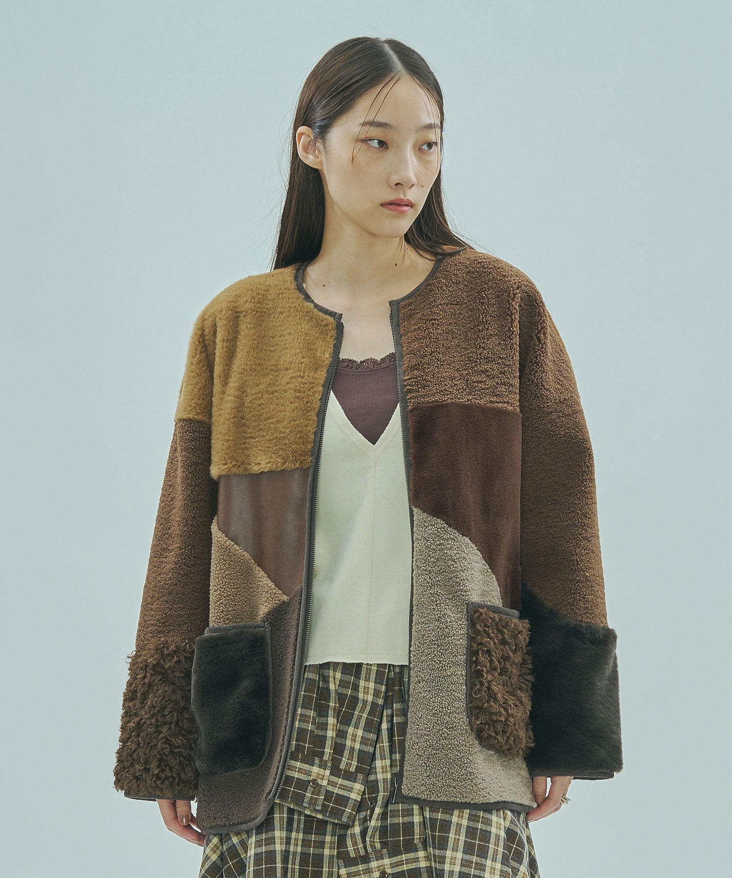 PATCHWORK FAUXFUR COAT