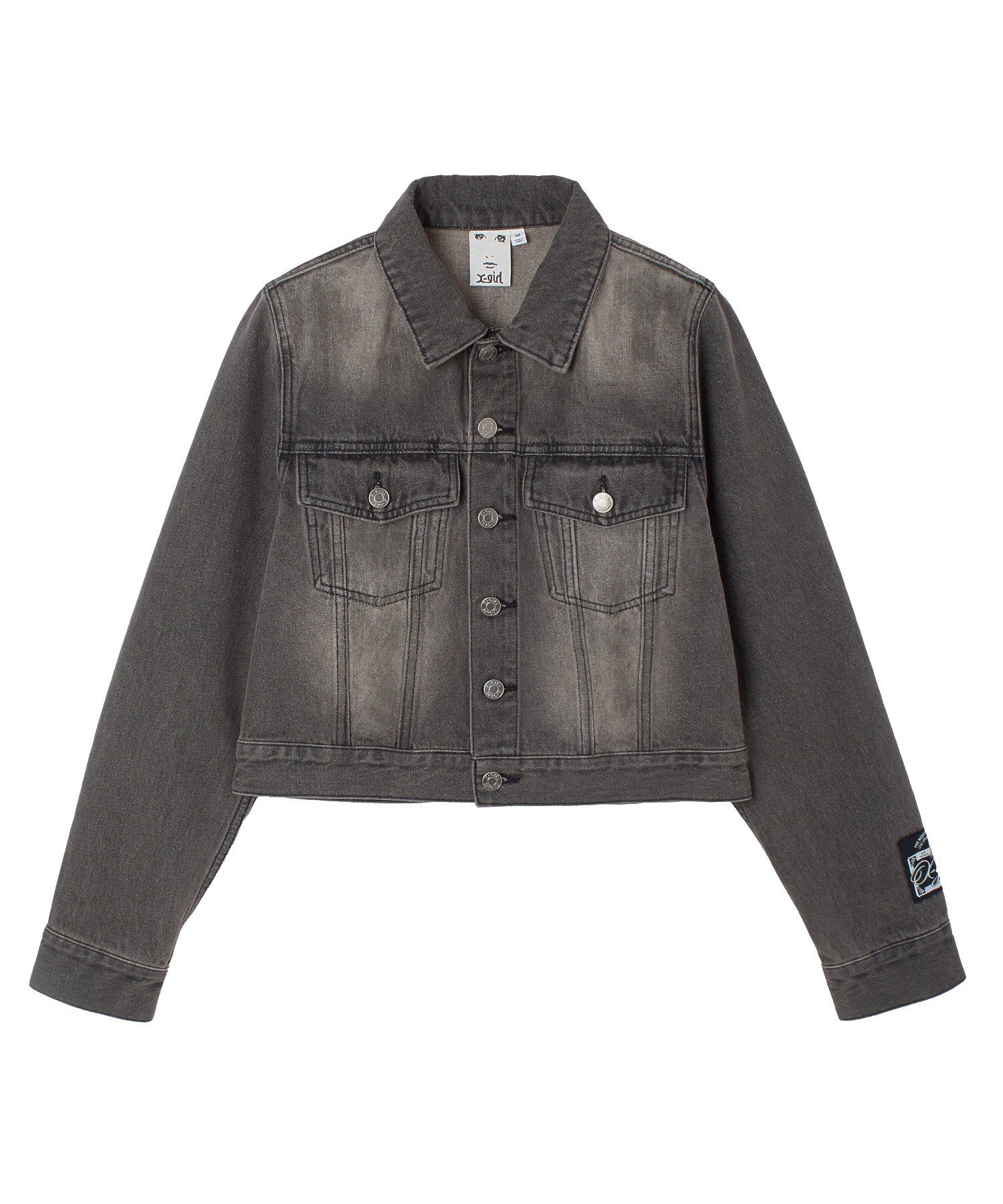 FADED FACE LABEL COMPACT DENIM JACKET
