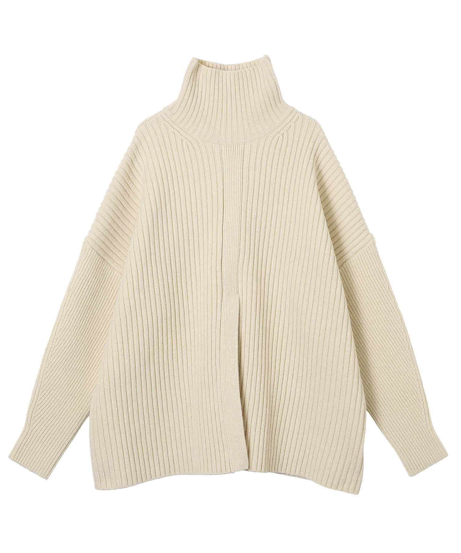 CLANE/クラネ/ DOUBLE FACE CENTER SLIT RIB KNIT TOPS 13106-2332