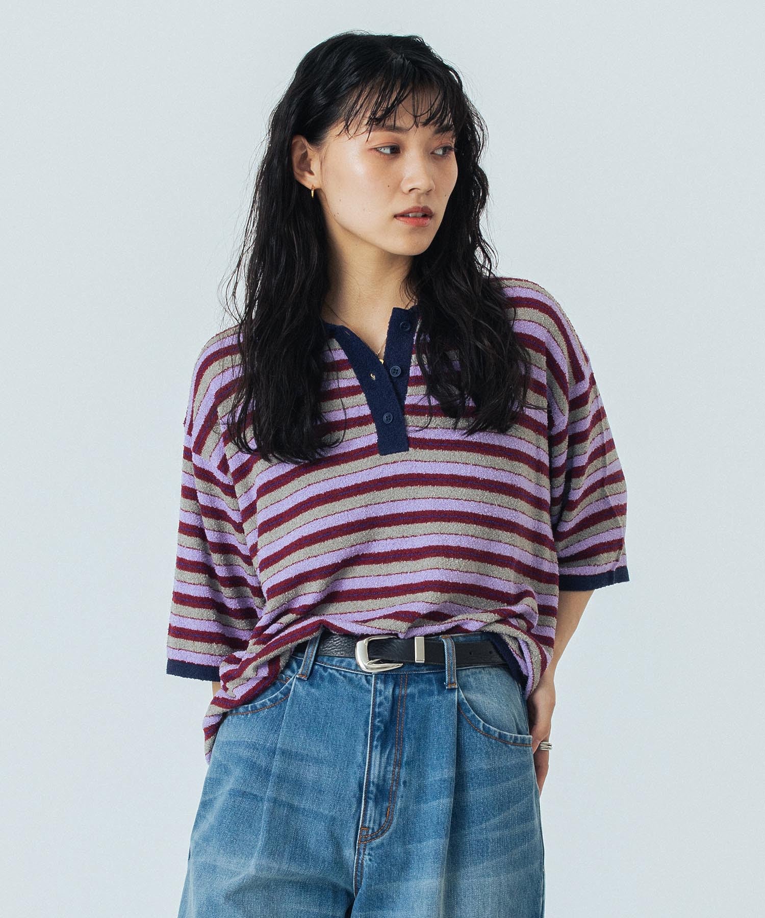 CREOLME/MULTI STRIPE POLO TOP