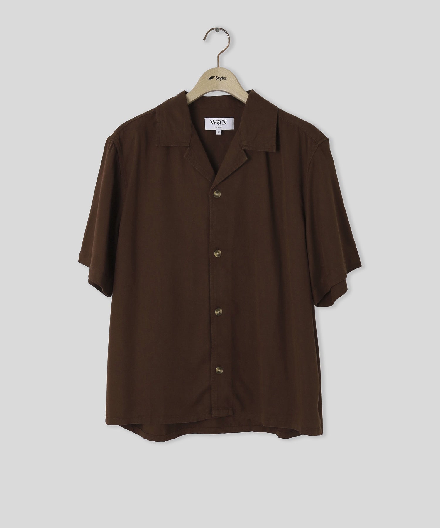 WAX LONDON/ワックスロンドン/CURZON SS SHIRT DRAPEY TENCEL TWILL BRN