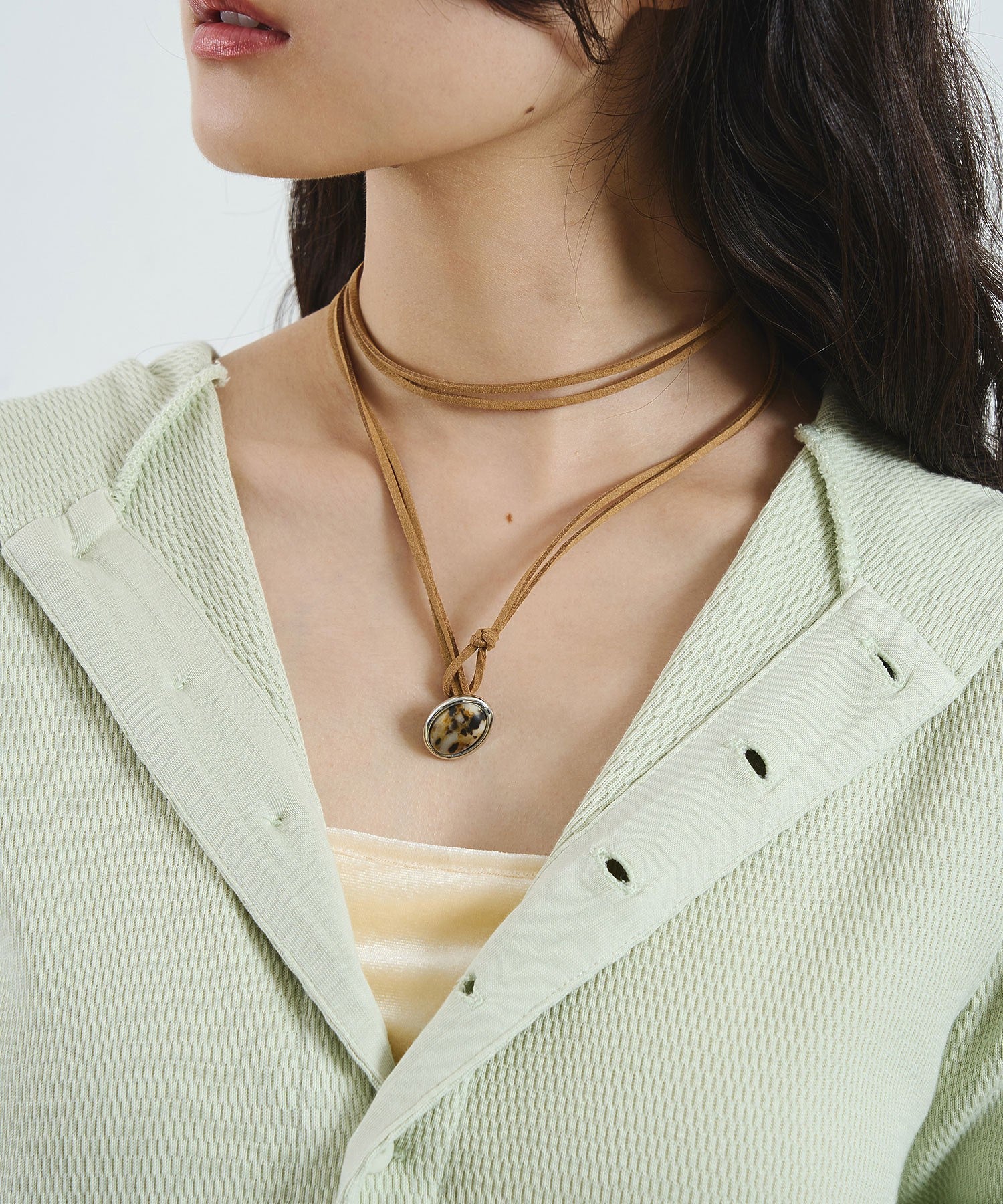 STONE LEATHER CODE NECKLACE