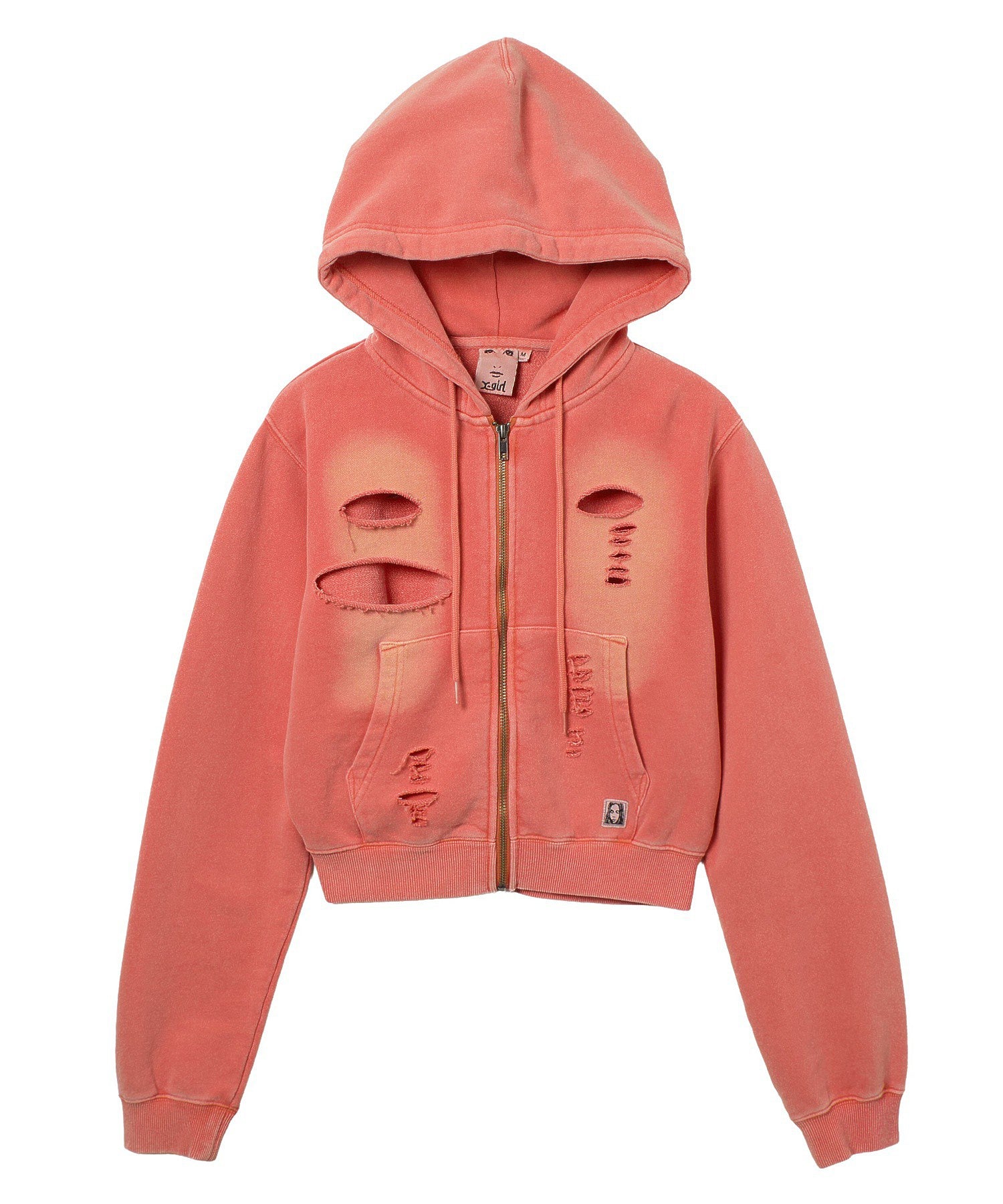 DISTRESSED ZIP UP SWEAT HOODIE