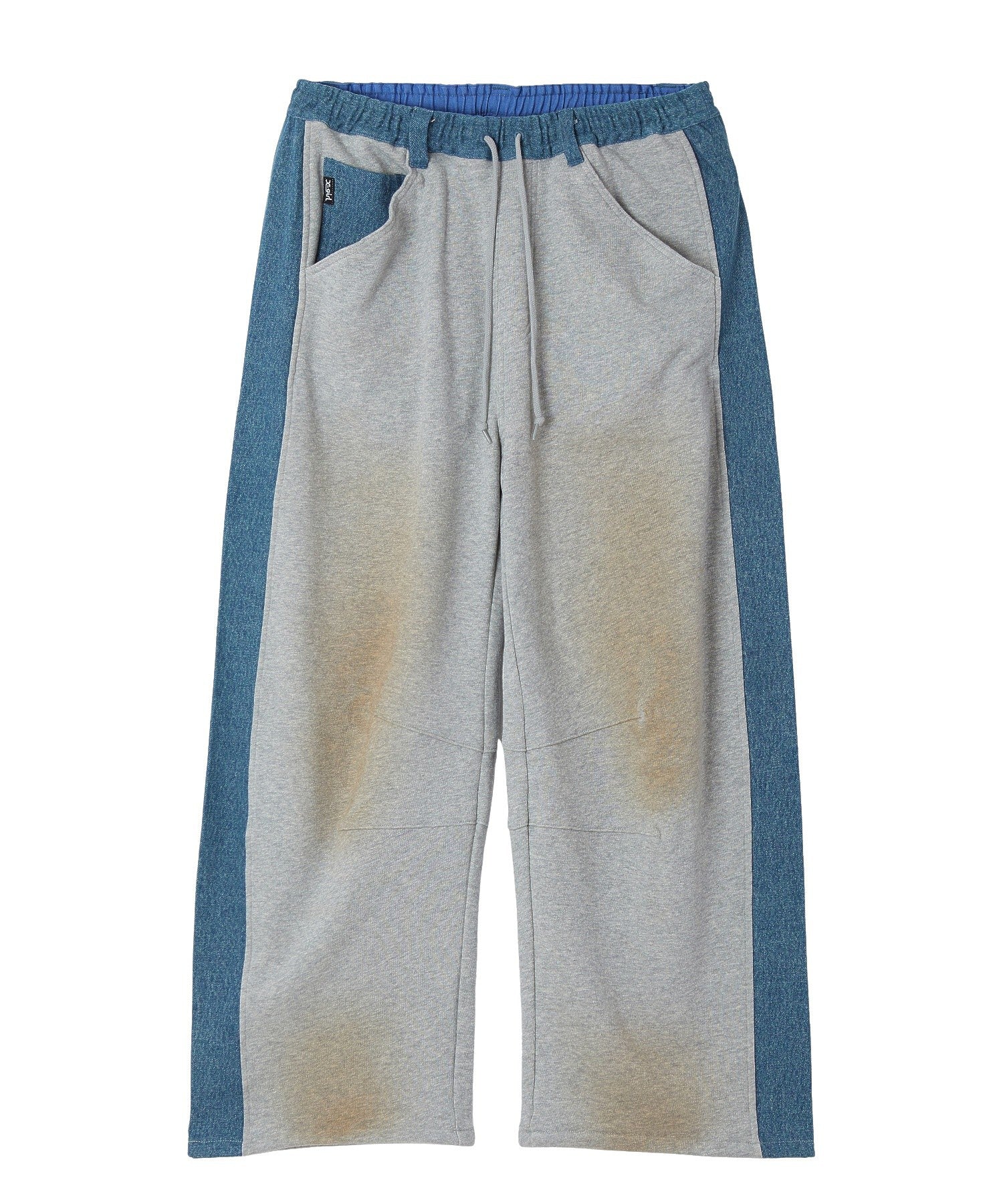DENIM PANELED WIDE BAGGY SWEATPANTS