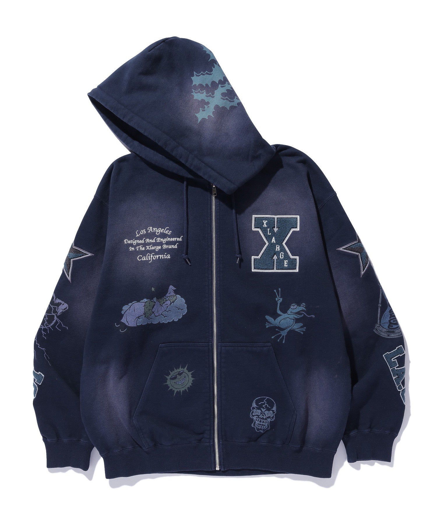 MULTI LOGO ZIP UP HOODED SWEATSHIRT
