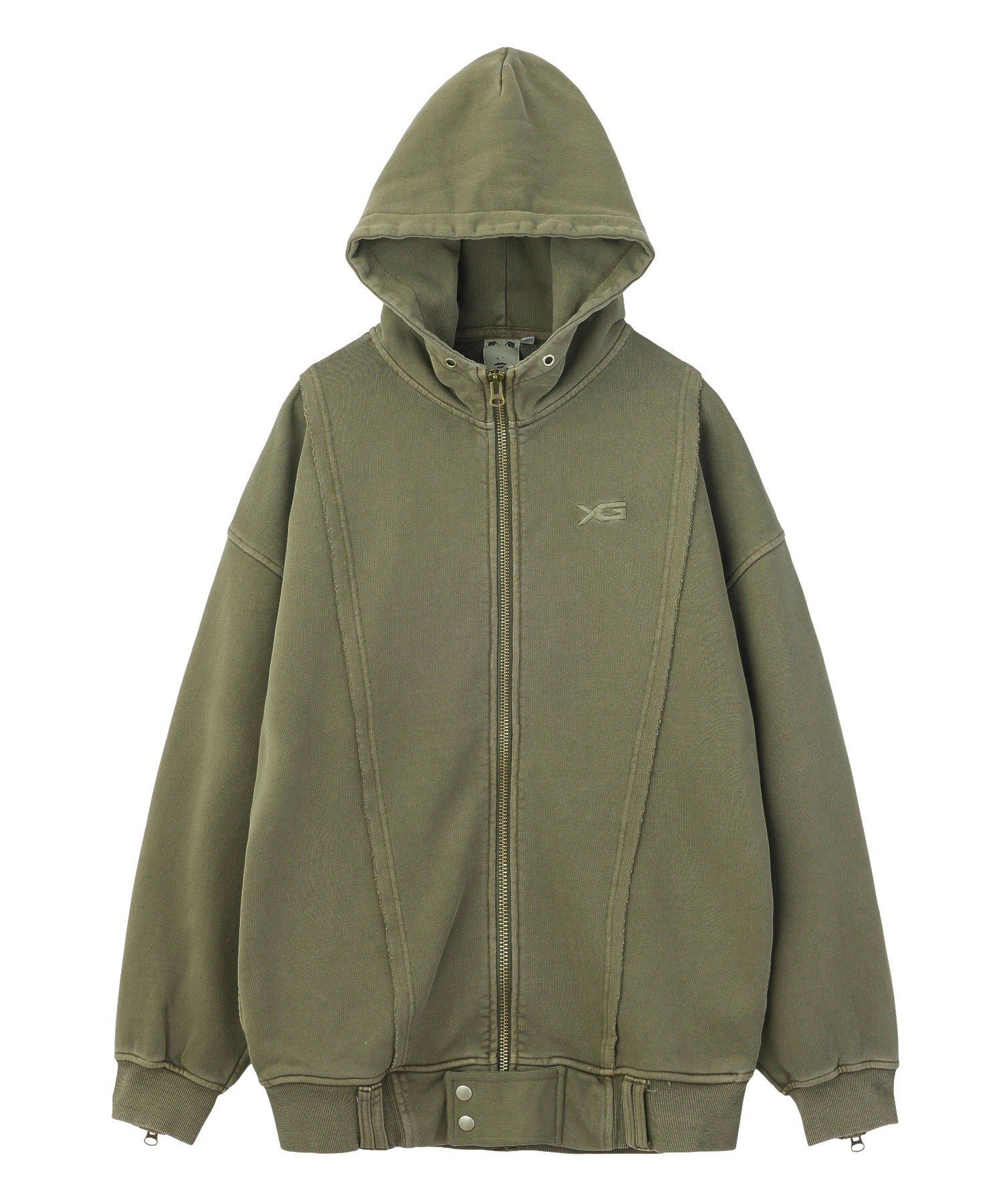 DISTRESSED ZIP UP SWEAT HOODIE DRESS