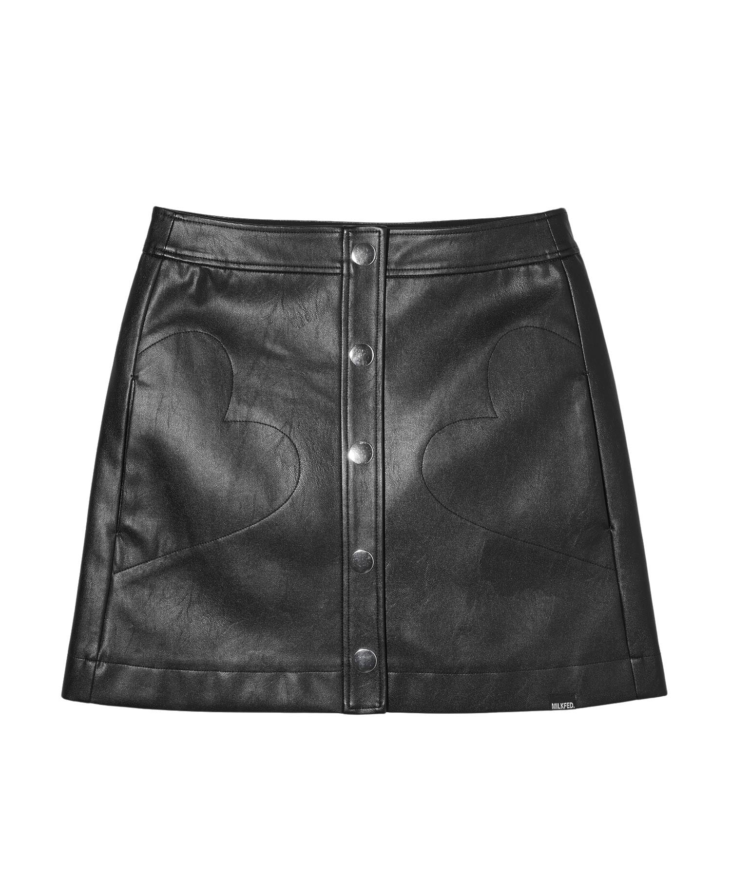 FAUX LEATHER HEART POCKET SKIRT