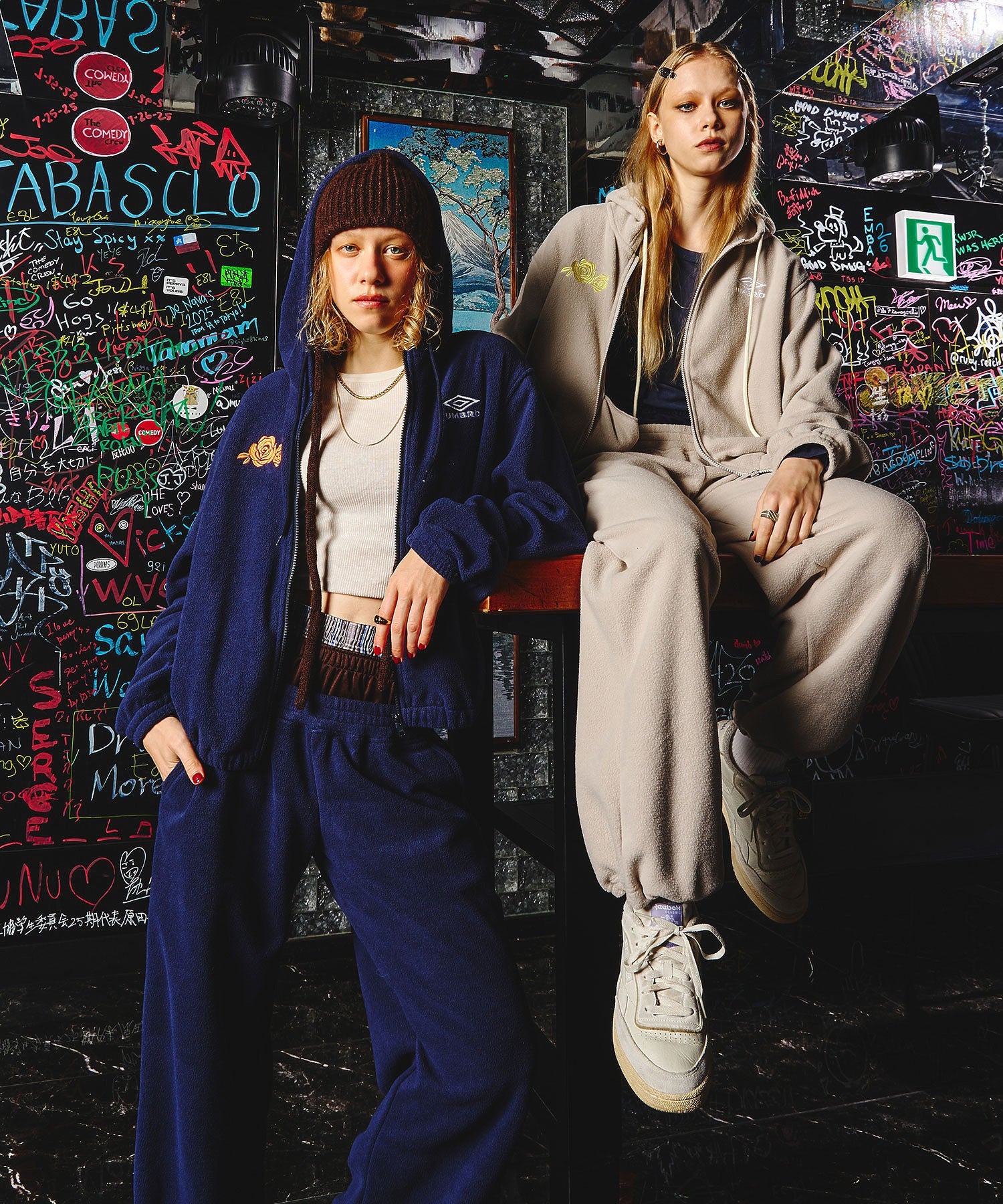UMBRO × ROSE BUD/DOUBLE WAIST FLEECE PANTS