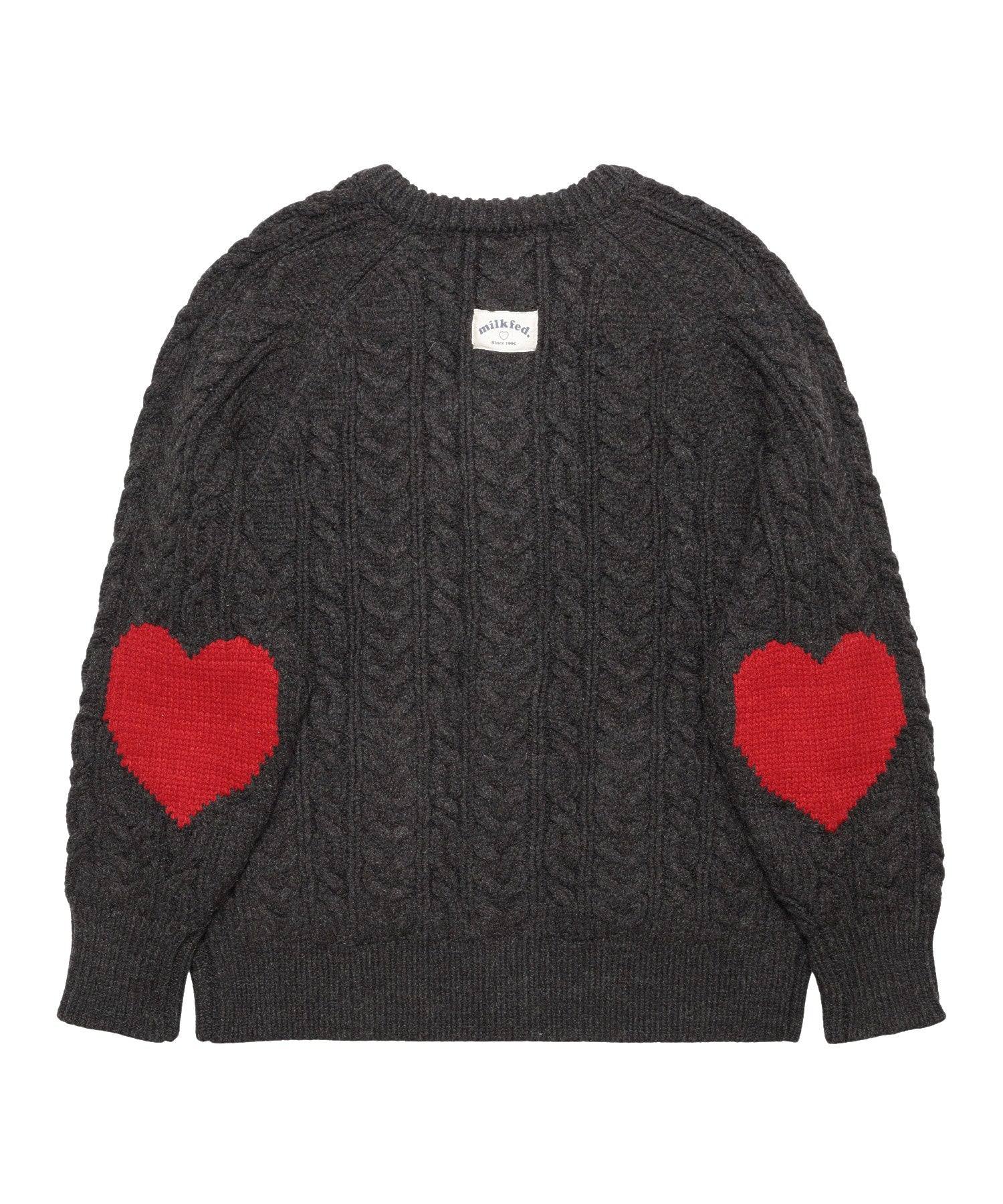 HEART ELBOW CABLE KNIT CARDIGAN