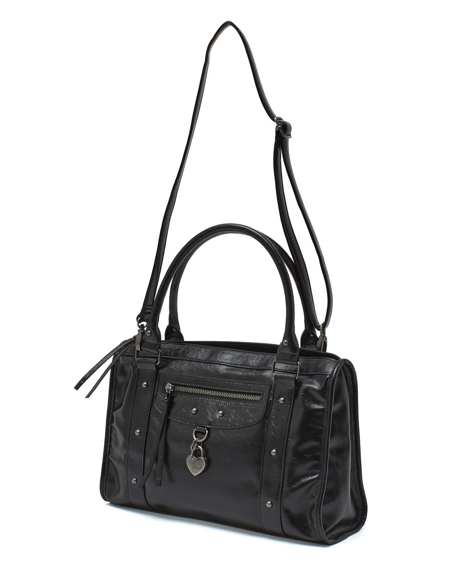 HEART PADLOCK FAUX LEATHER 2WAY BAG