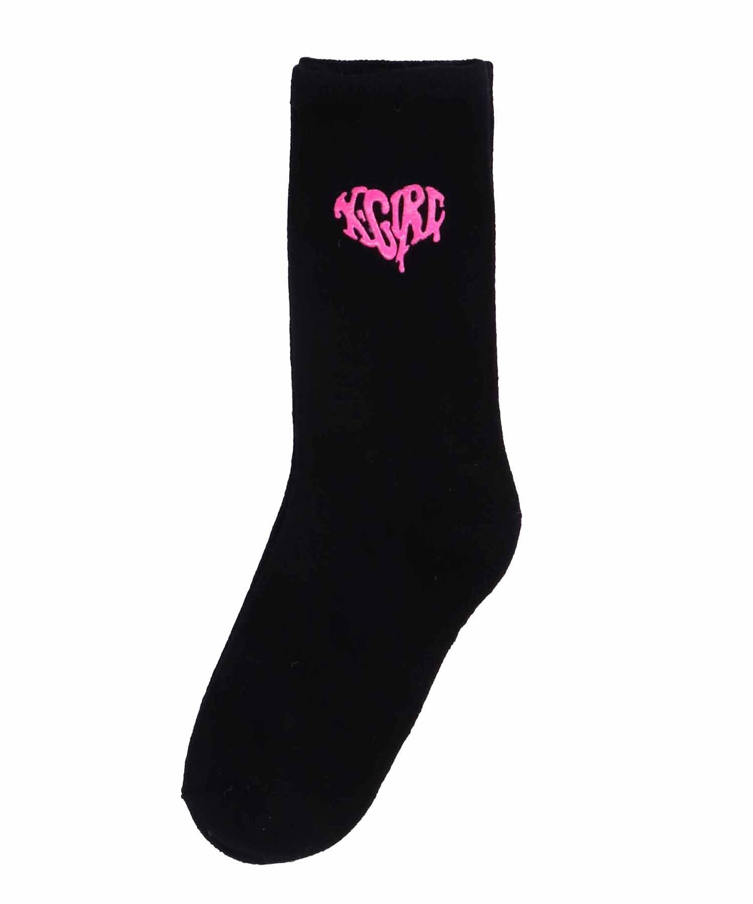 DRIPPING HEART LOGO SOCKS X-girl