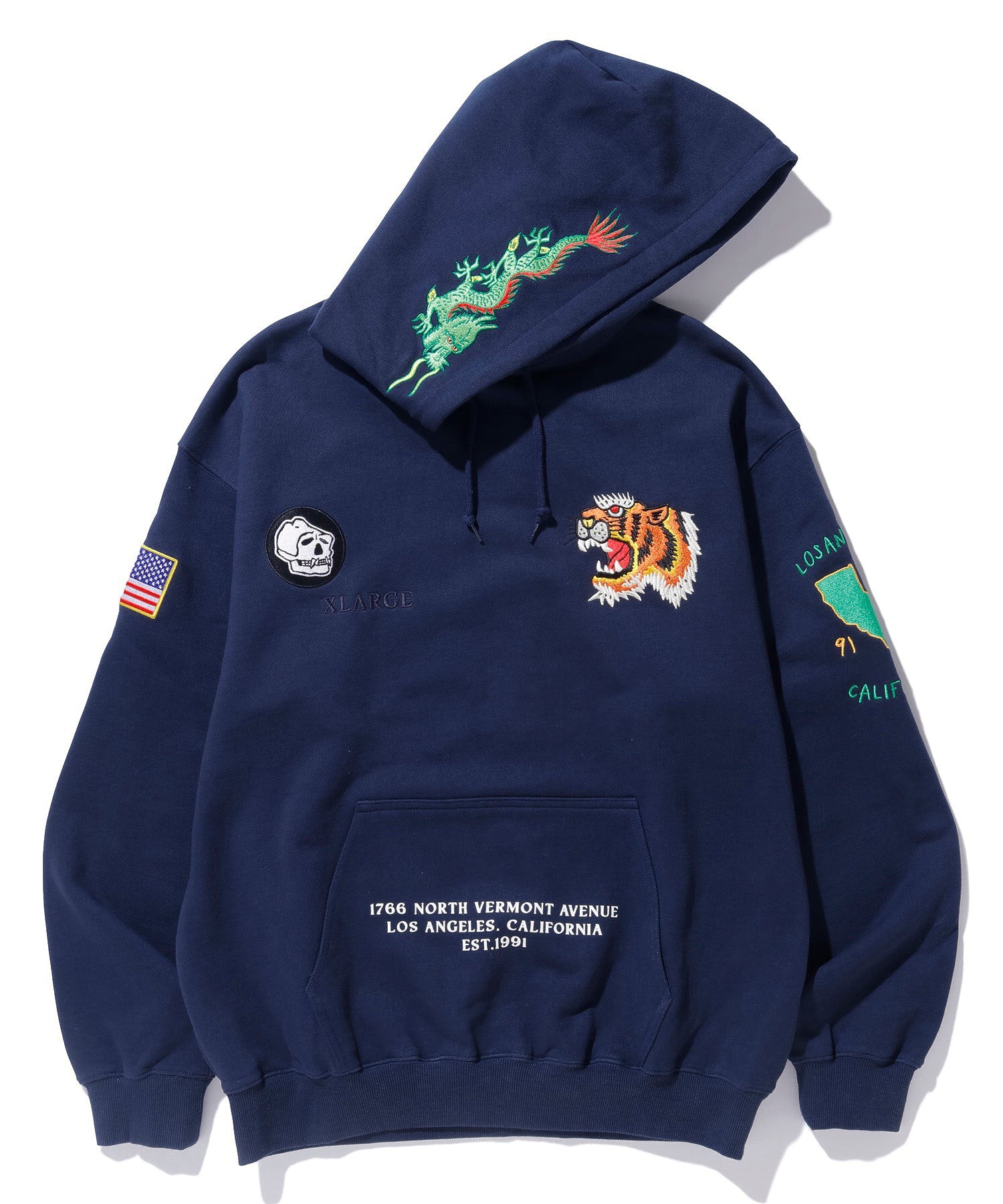 TIGER EMBROIDERY HOODED SWEATSHIRT XLARGE – calif