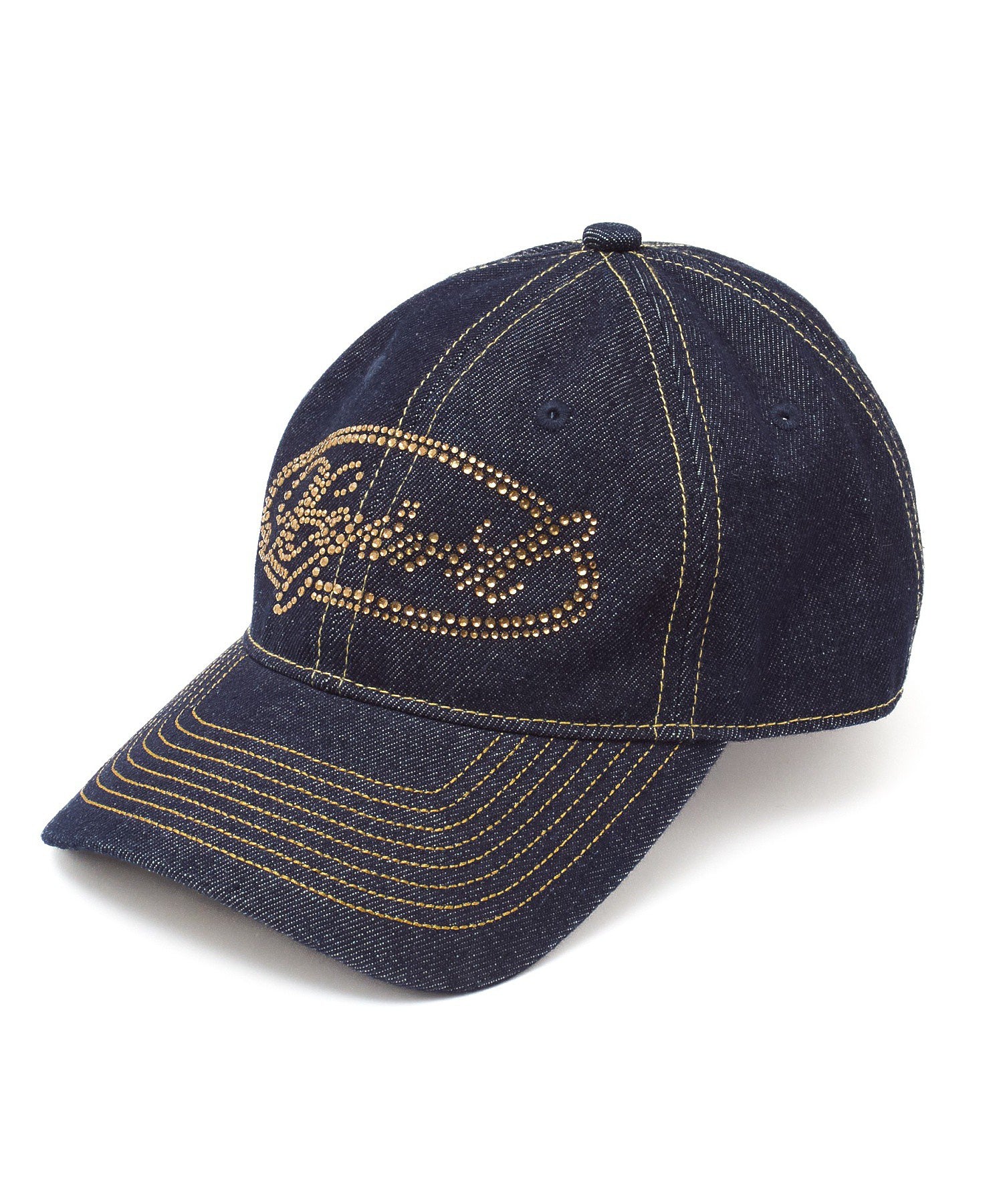RHINESTONE OVAL LOGO 6PANEL DENIM CAP