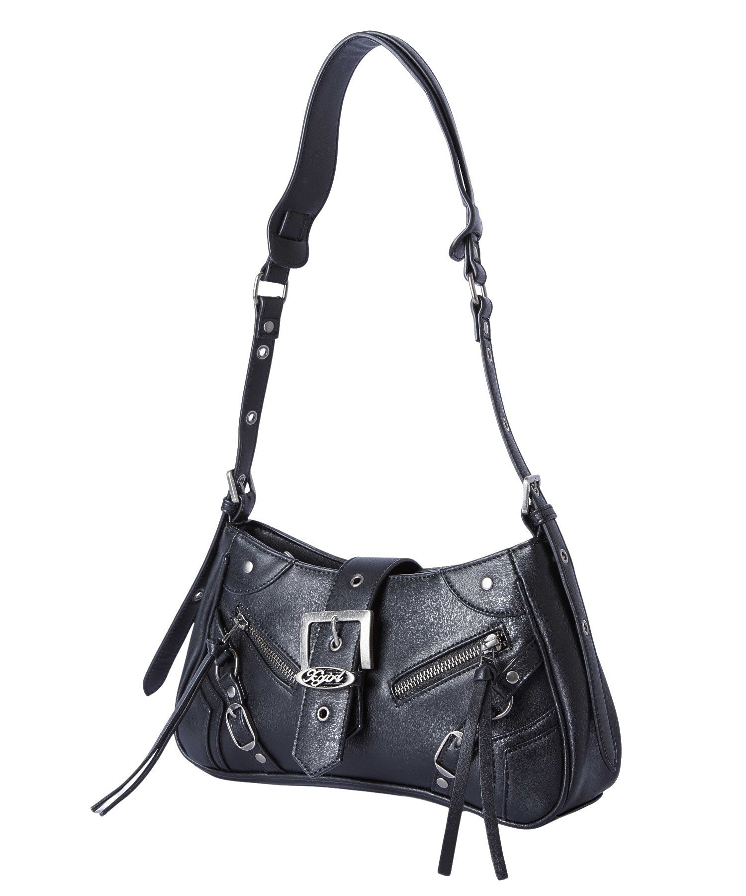 ZIP AND BELT FAUX LEATHER BAG