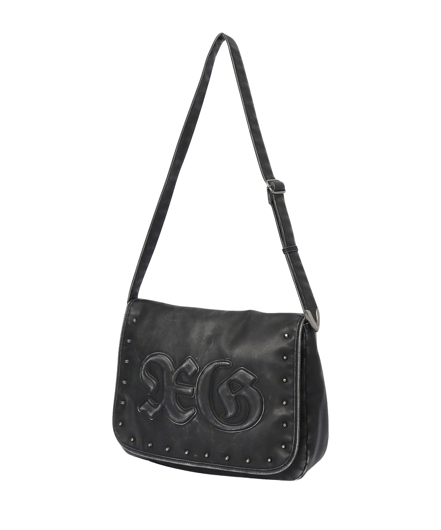 XG LOGO PATCH STUDDED FAUX LEATHER SHOULDER BAG