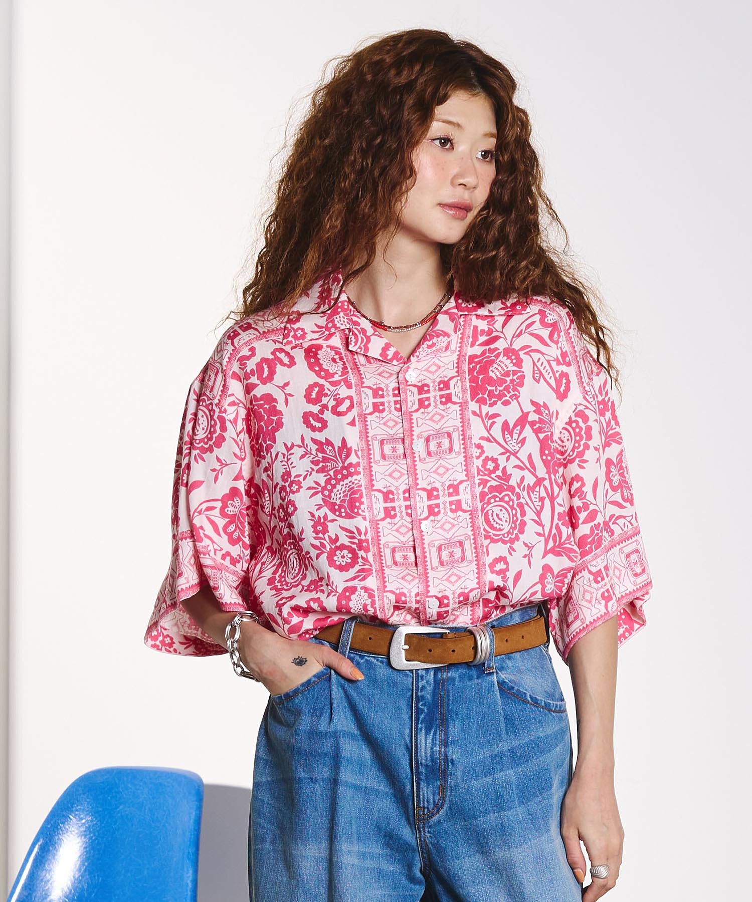 HLAADA for ROSEBUD/FLOWER PRINT SHORT SLEEVE SHIRT