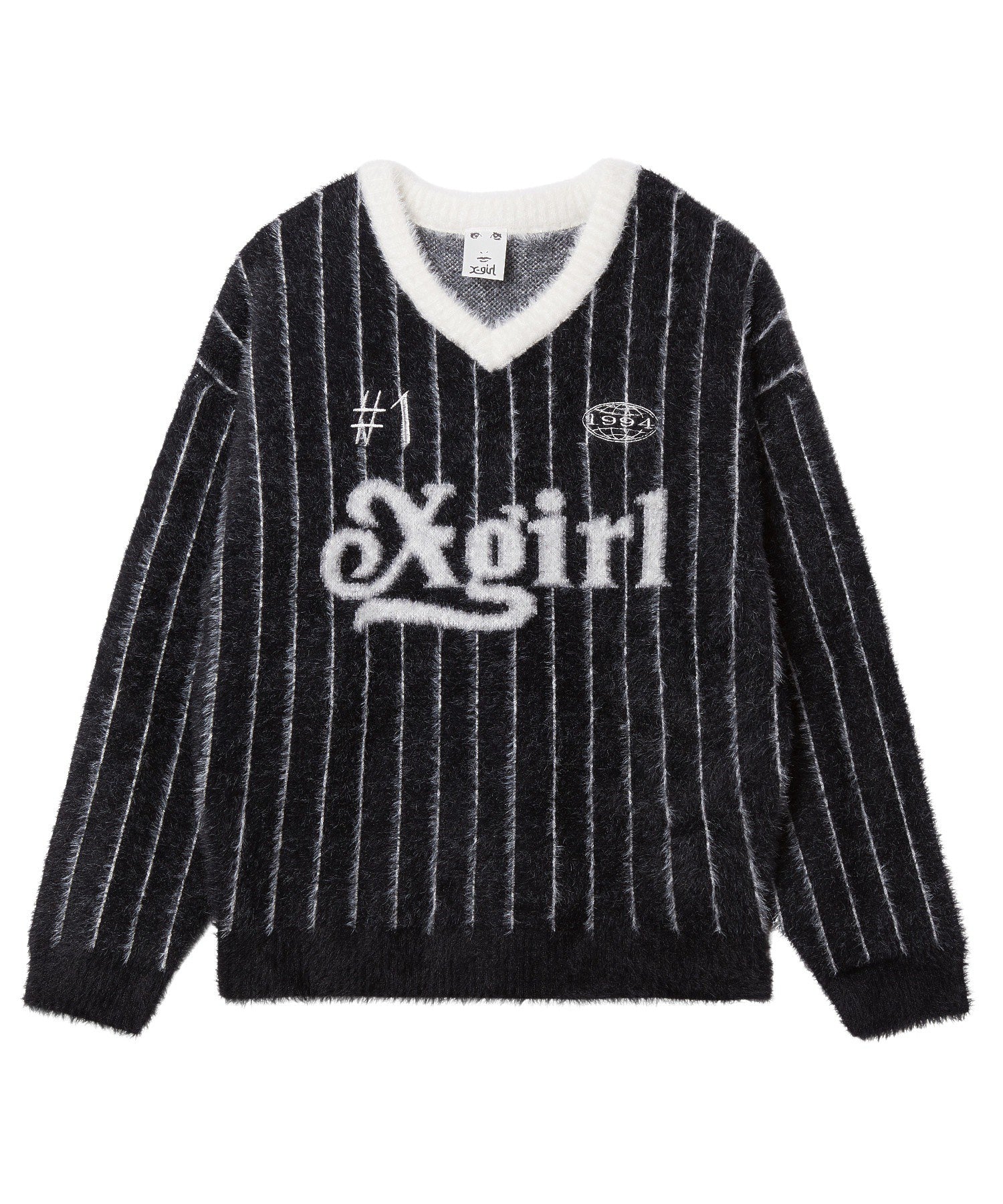 GAME SHIRT JACQUARD SHAGGY KNIT TOP