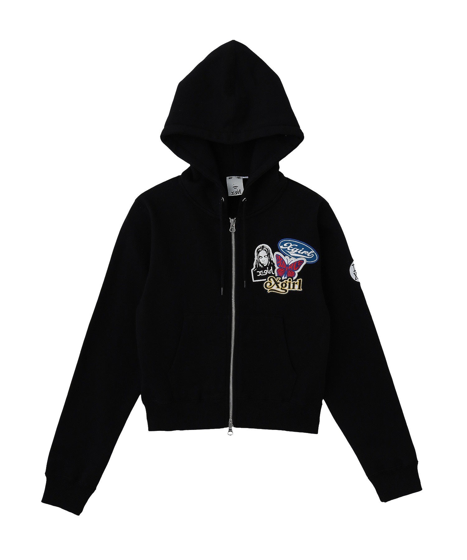 X-girl PATCHES COMPACT ZIP UP SWEAT HOODIE