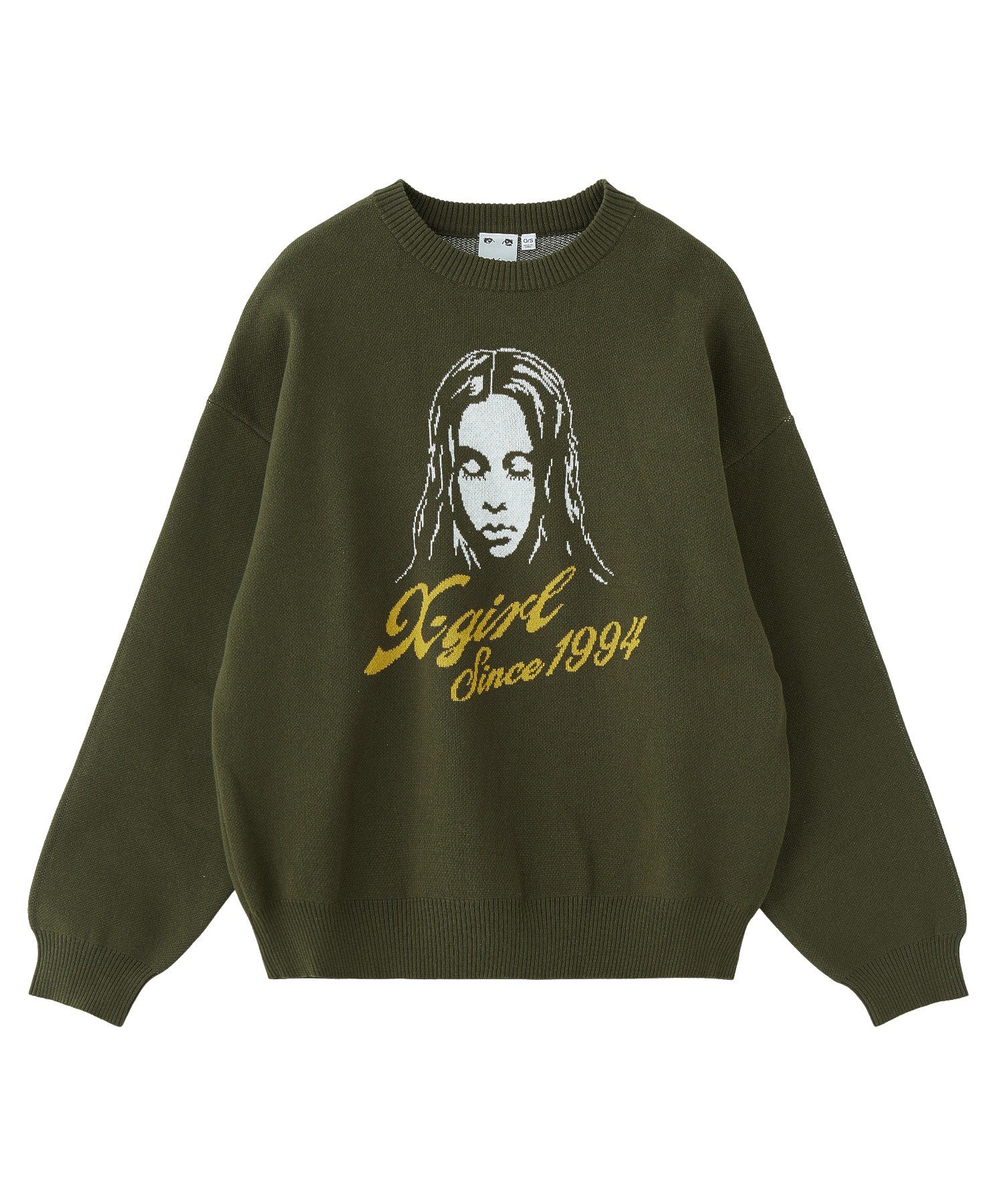 CURSIVE LOGO AND FACE JACQUARD KNIT TOP