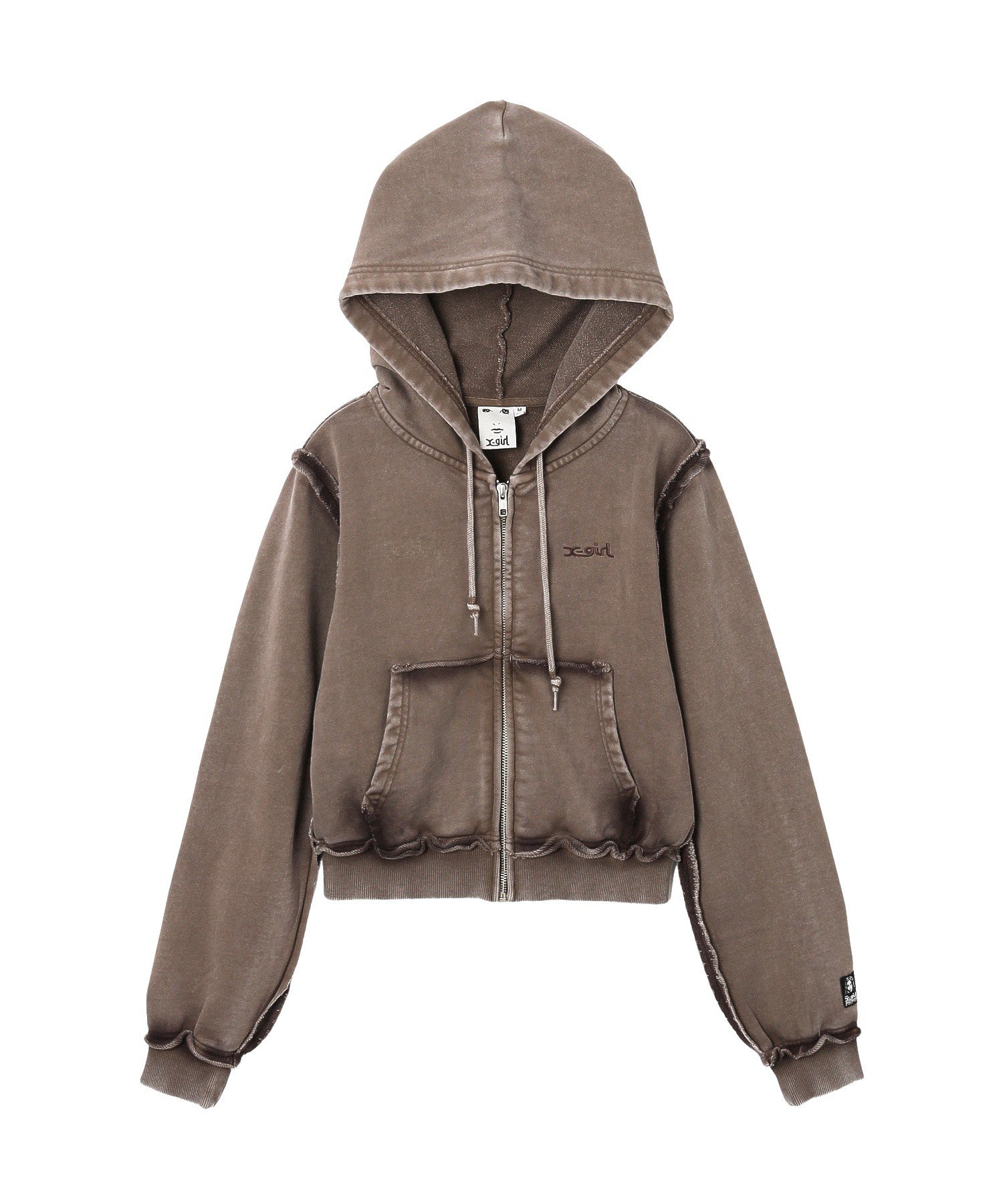 FADED CUT OFF COMPACT ZIP UP SWEWAT HOODIE